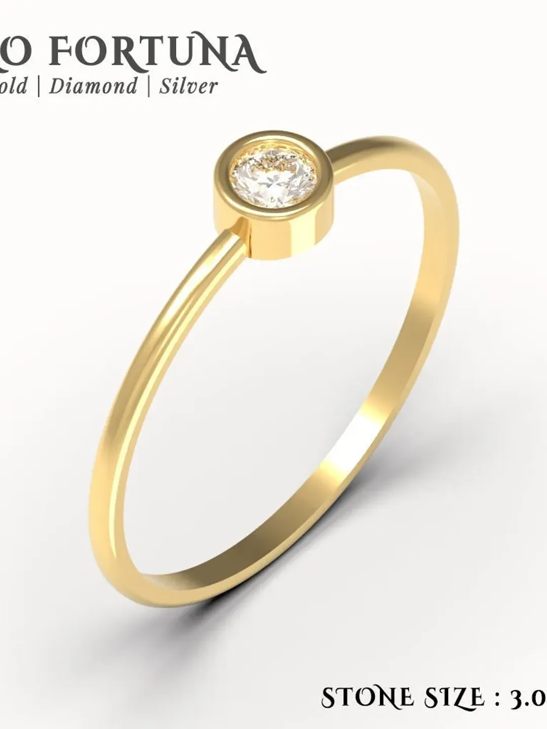 14K Gold Dainty 3.0 MM Solitaire Bezel Setting Engagement Ring Women, Minimalistic, Stylish, Trendy, Gift for Her, Anniversary, Valentines,