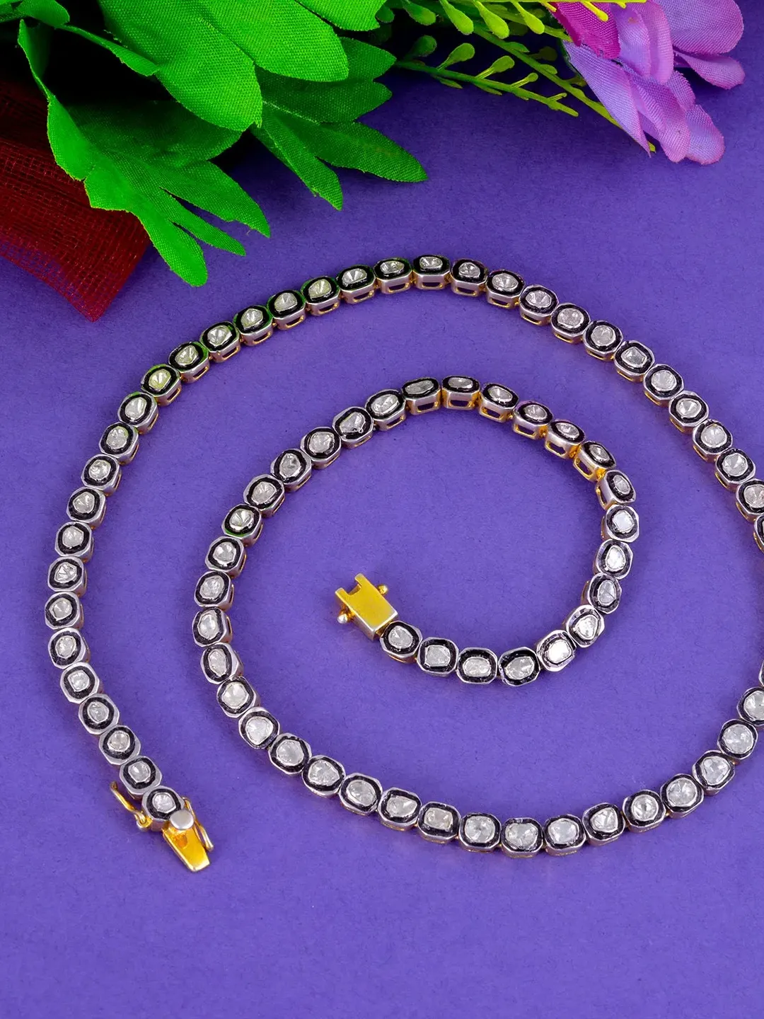 Polki Diamond Necklace, 925 Sterling Silver Necklace, Diamond Chain Necklace, Chocker Necklace, Polki Necklace, Polki Jewelry, Wedding Gift