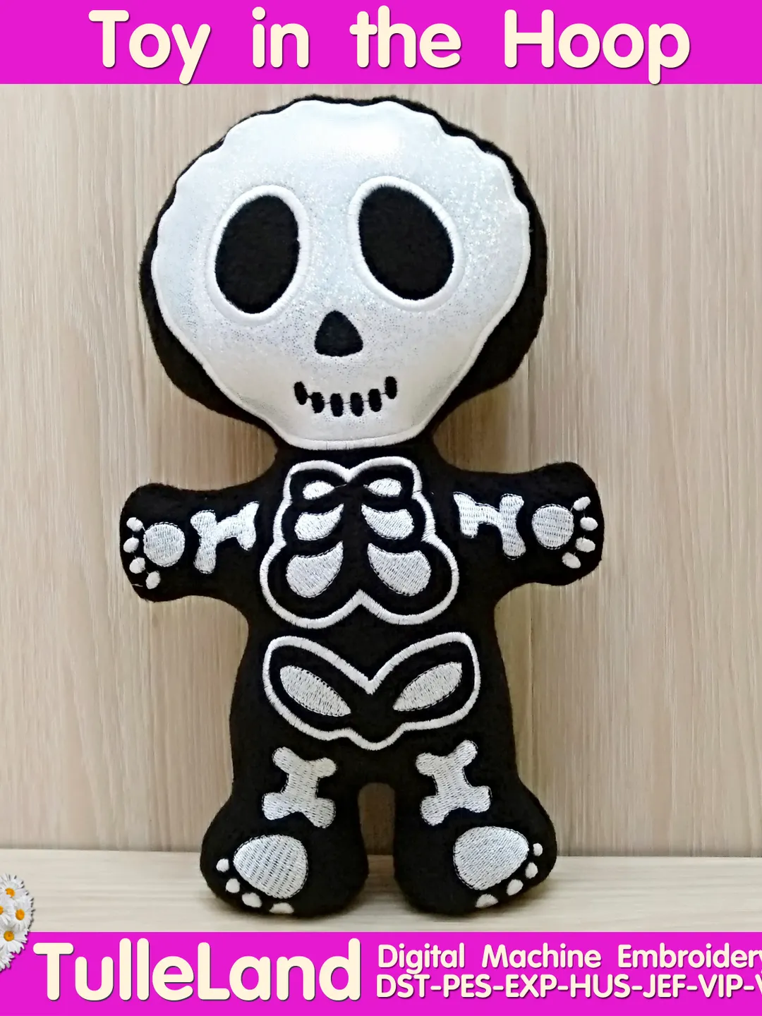 Halloween Skeleton stuffed toy Machine embroidery design Halloween Skeleton toy in the Hoop Machine embroidery design