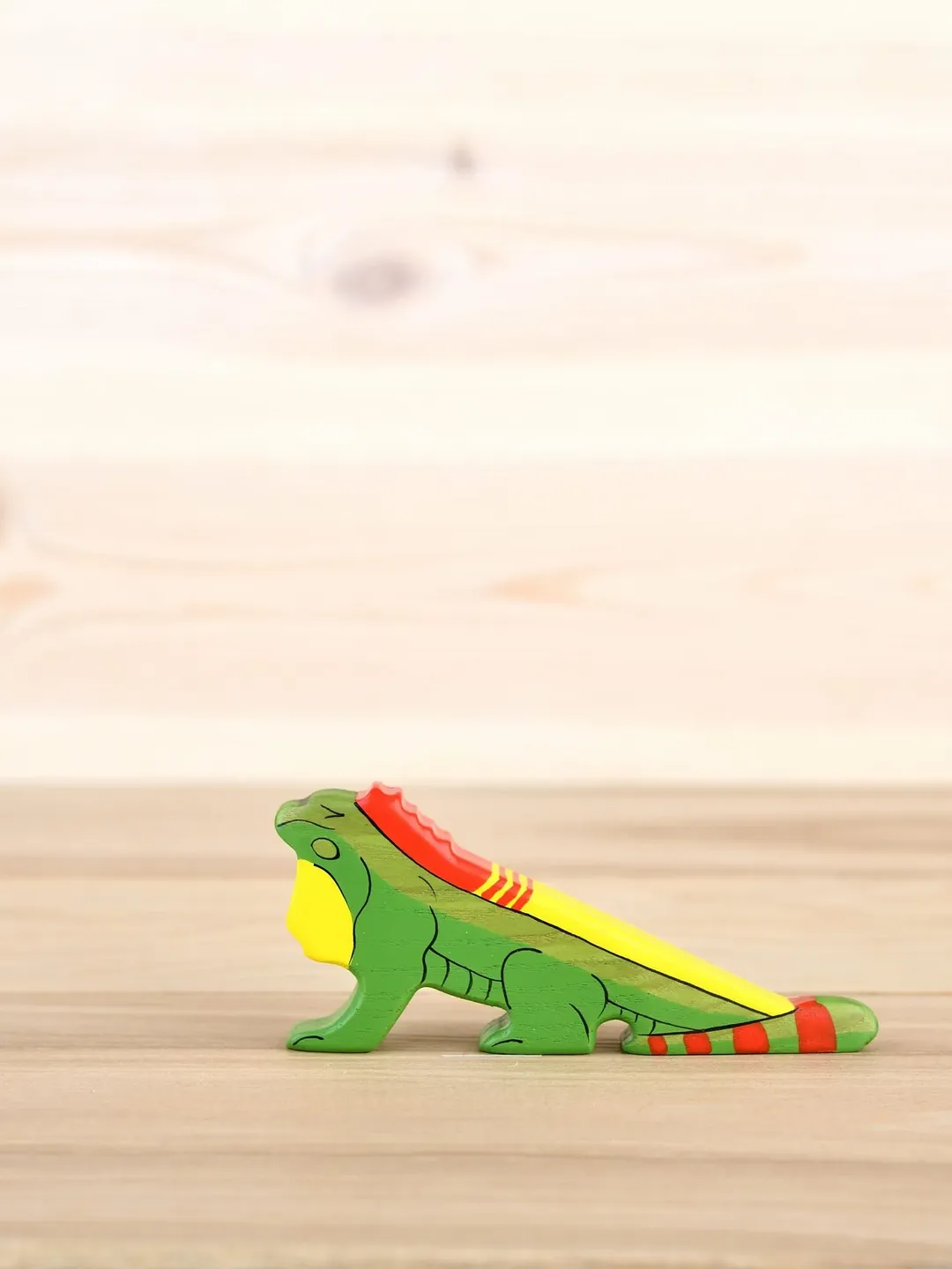 Wooden Iguana toy Rainforest animals Reptile figure Amazon animals