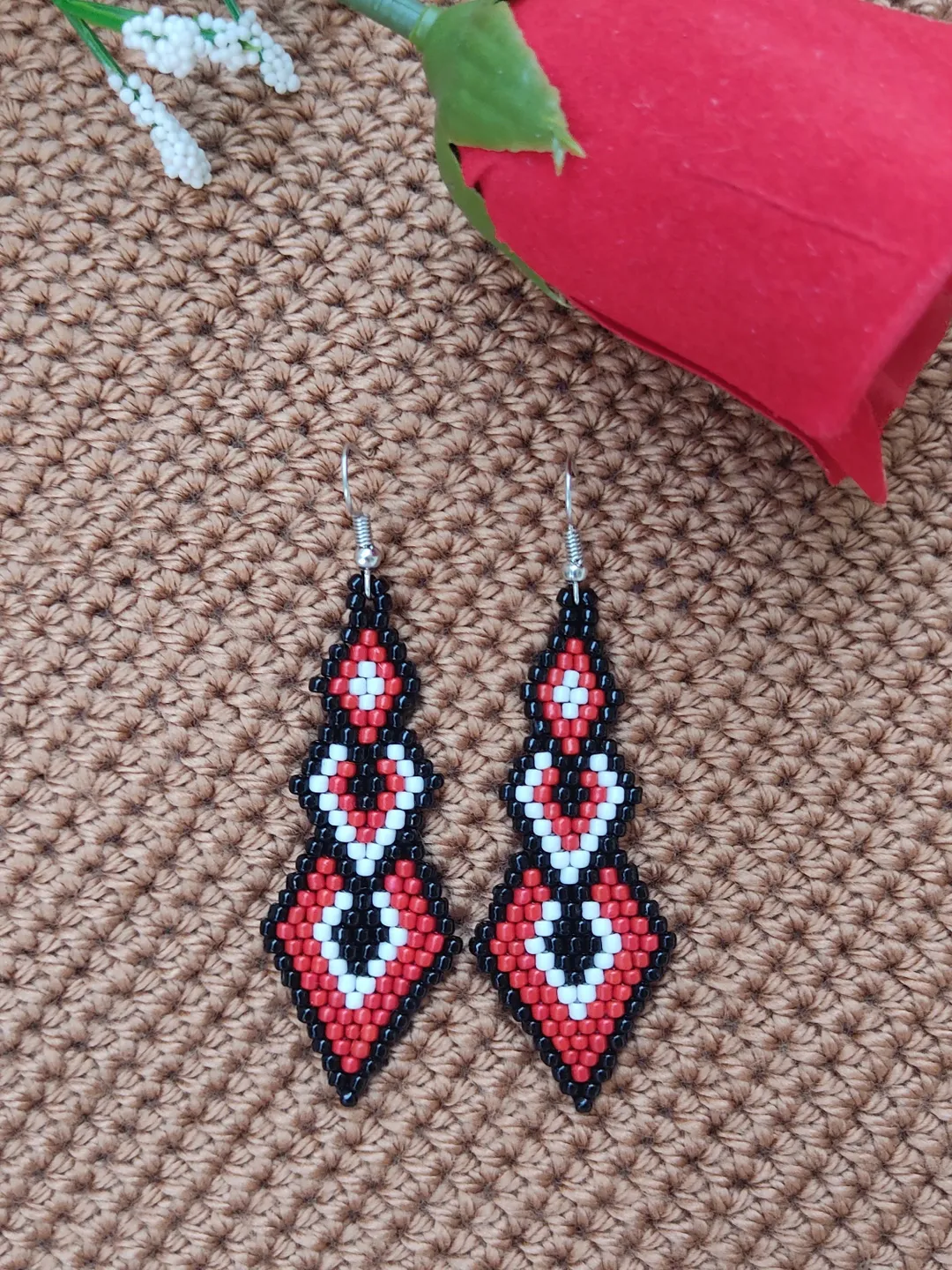 Seed Bead Fringe Earrings ⋄ Bohemian Beaded Fringe Earrings ⋄ Handmade Boho Dangle Indigenous Jewelry