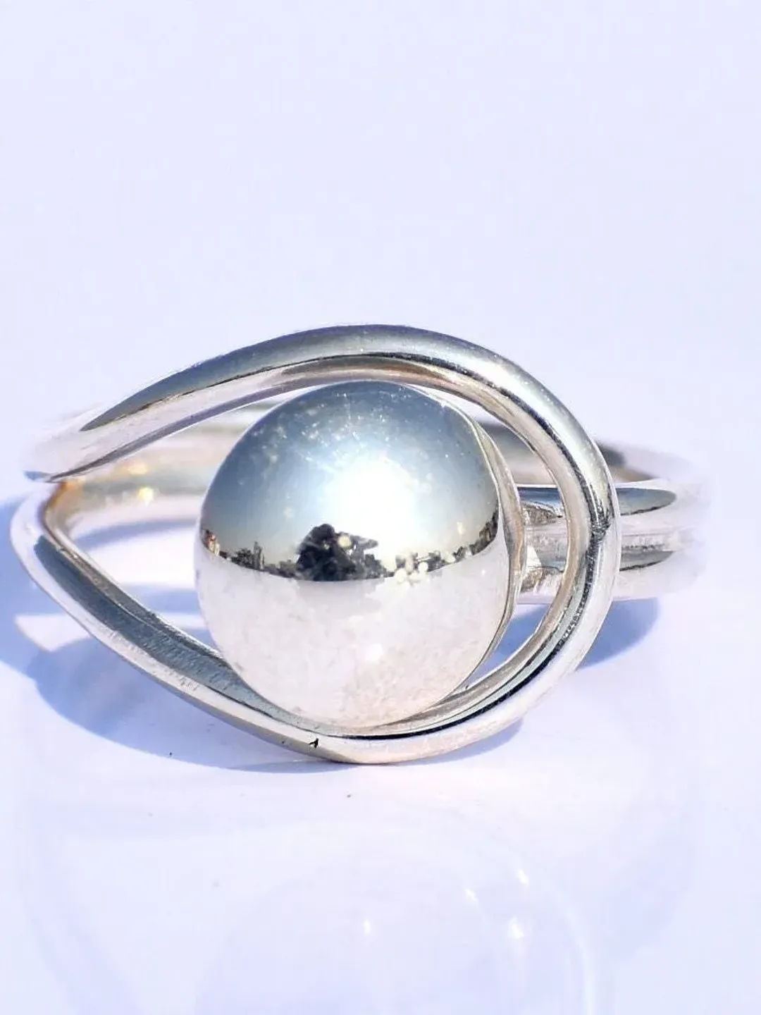 Silver Ball Ring, Adjustable Ring, 925 Sterling Silver Ring, Handmade Ring, Stacking Ring, Toe Ring, Fidget Ring, Unisex Jewelry, Gift Item
