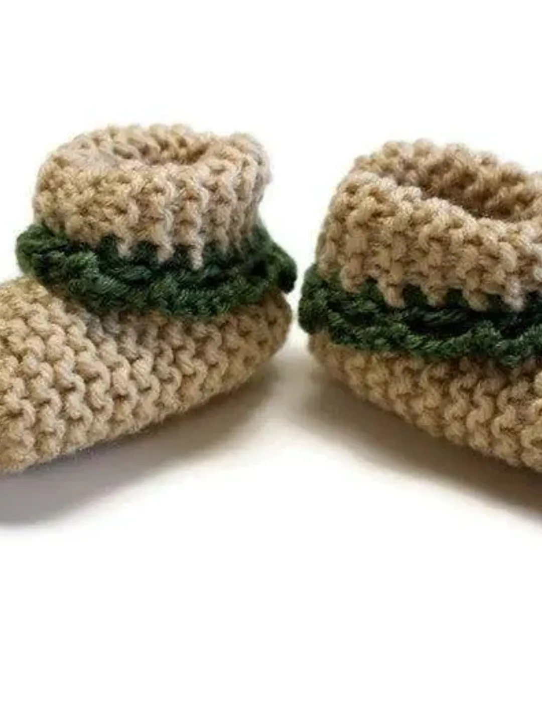 Tan and Green Baby Shoes, Baby Sock, Baby Booties, Great Stocking Stuffers for Baby's First Christmas, Baby Shower Gift Ideas, Crochet