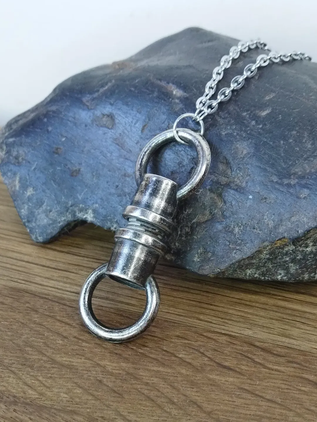 Grunge necklace recycled Dystopian necklace for men Black tone Industrial necklace with chain