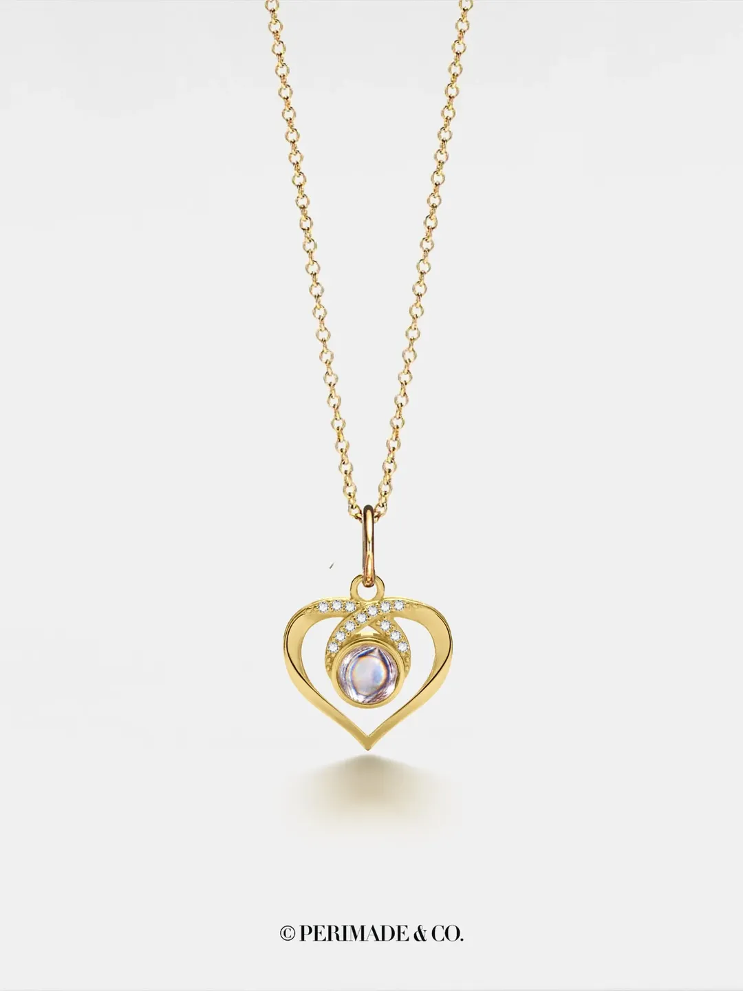 PERIMADE Heart Photo Projection Necklace • Personalized Picture Inside Pendant • Minimalist Pet Memorial Jewelry • Trendy Best Friend Gift