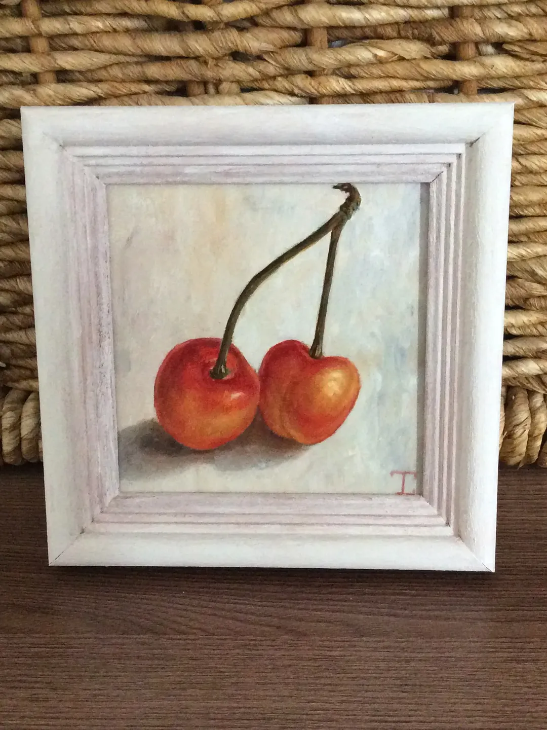 "Cherry" original wall art fruit artwork still life oil painting picture berries