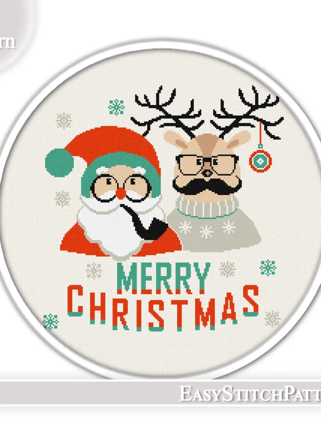Funny Santa cross stitch pattern. Christmas cross stitch pattern. Merry Christmas.