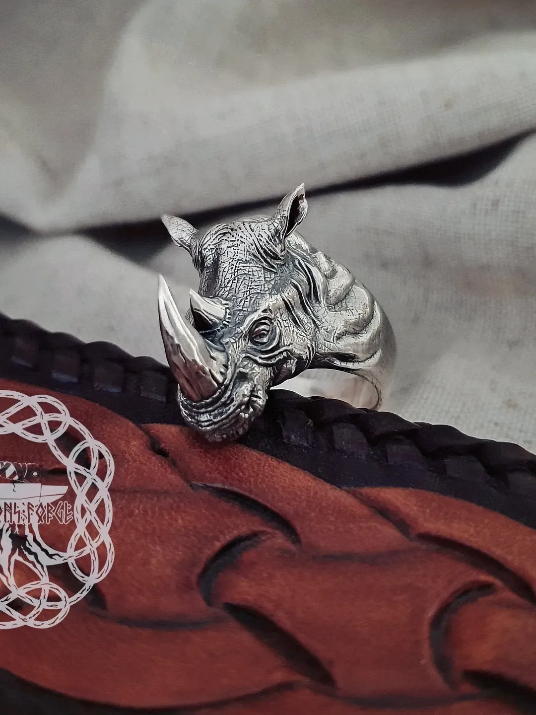 Rhinoceros Ring, Sterling Silver Rhinoceros Ring, Rhinoceros Head Ring, Animal Jewelry, Animal Ring, Biker Ring