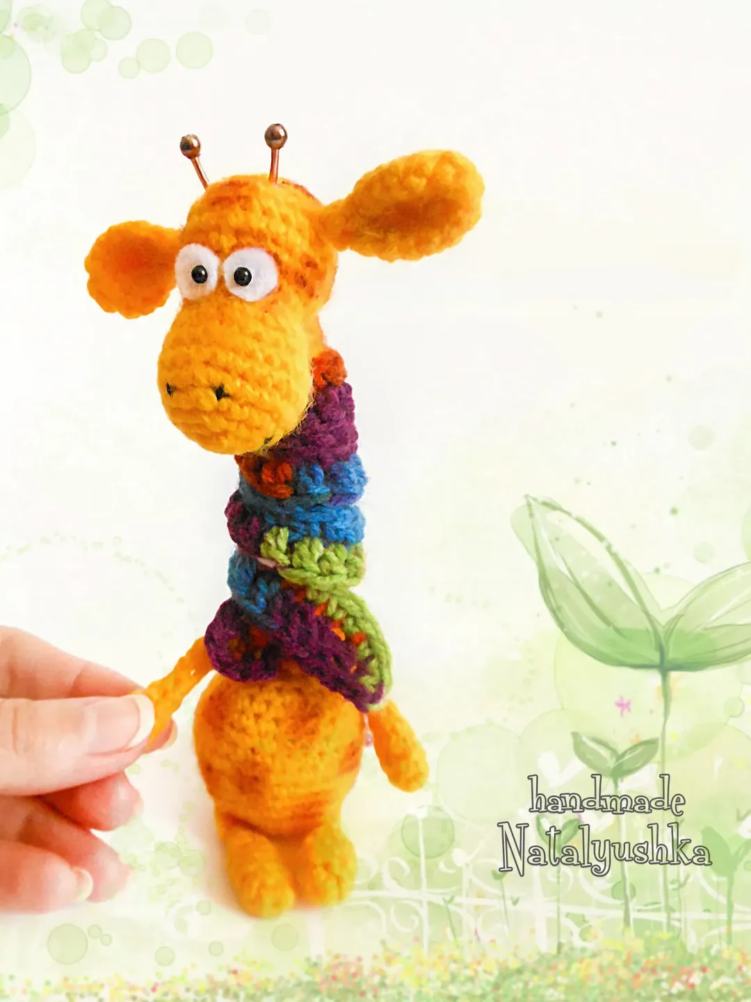 Giraffe soft little toy, Crochet cute giraffe, Amigurumi giraffe in a scarf, Giraffe as a gift, Positive toy