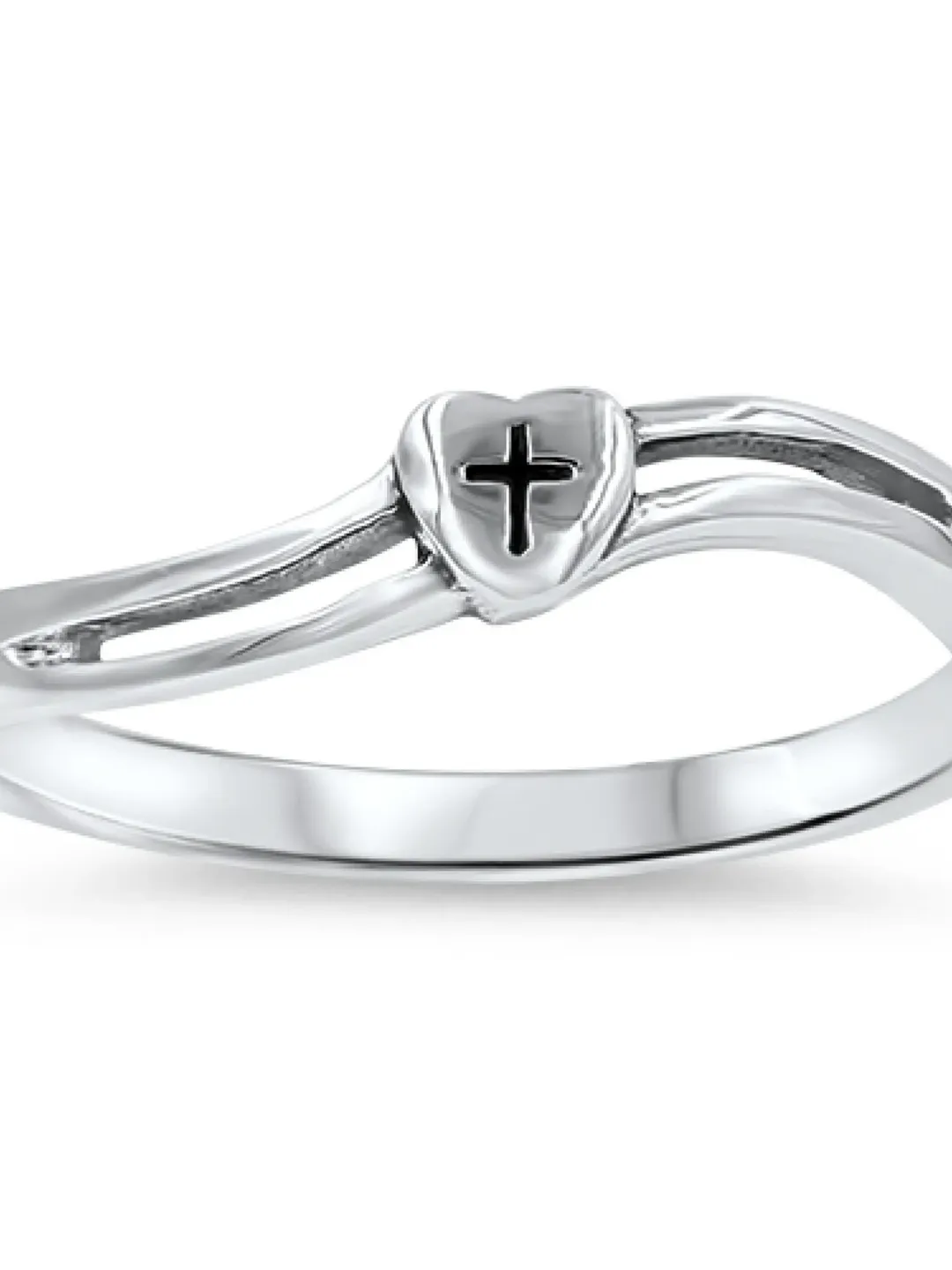 Sterling Silver Heart Cross Ring, Catholic Ring, Christian Ring, First Communion Gift, Confirmation Gift, Religious Ring, cross toe ring