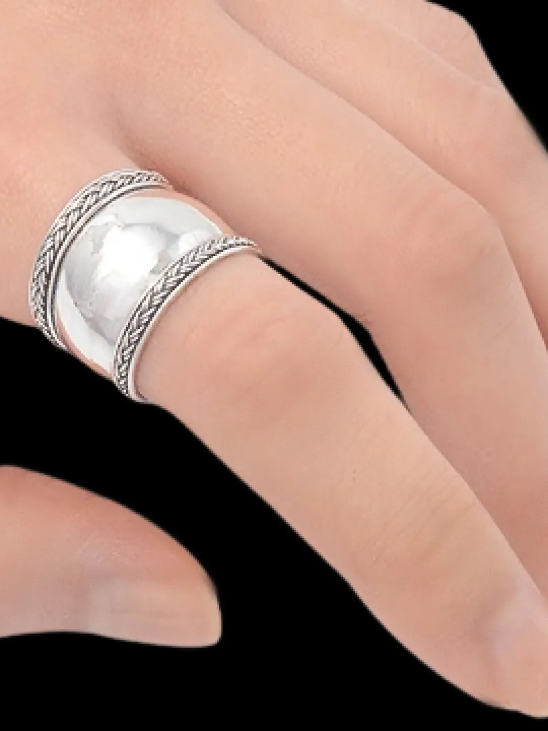 Sterling Silver Braided Bali Design Ring • Traditional Bali Ring • Bali Silver Ring • 925 Sterling Silver thumb ring for women Size 6 to 12