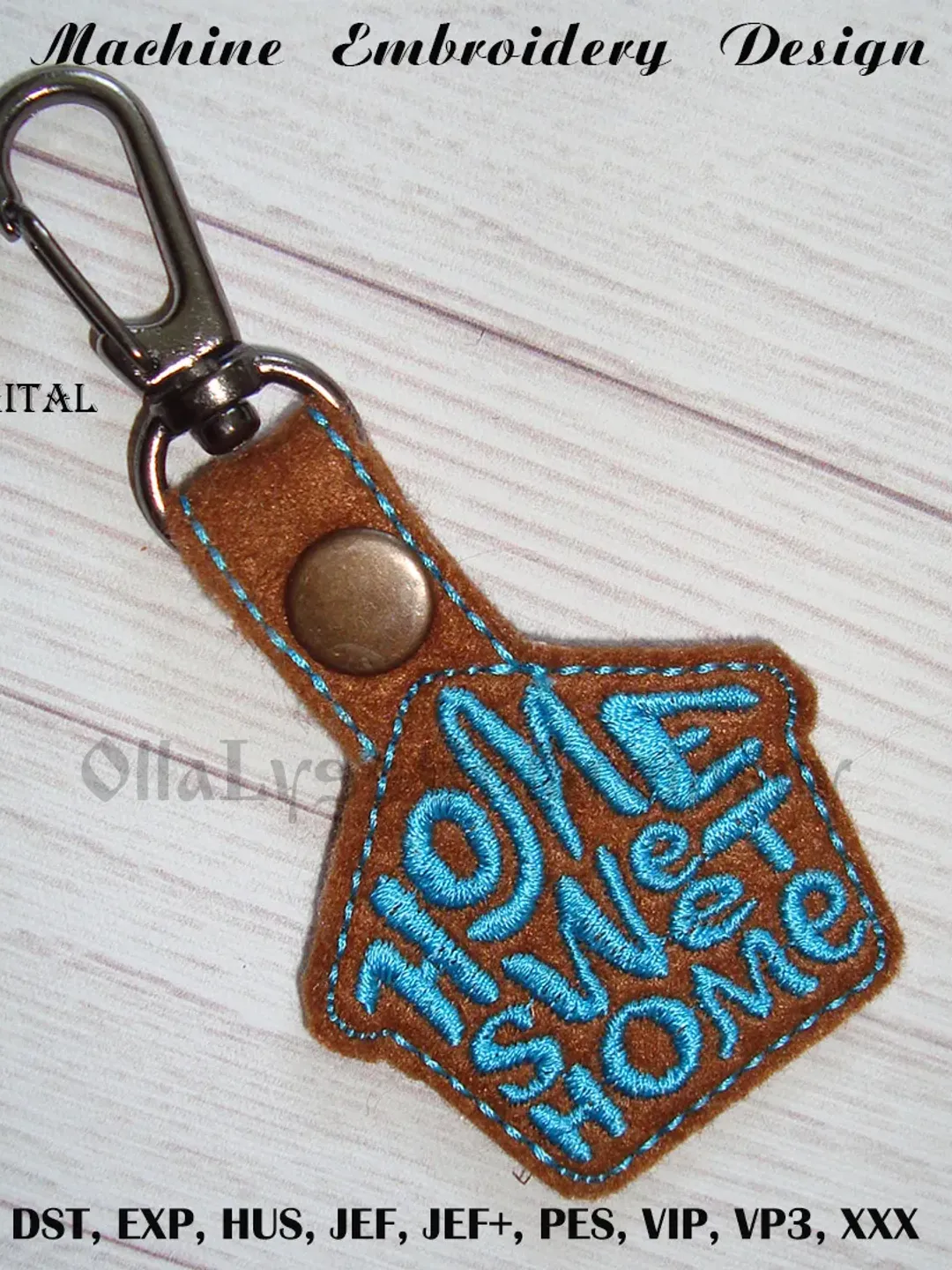 Machine Embroidered Keychain Angel ITH keychain machine embroidery design