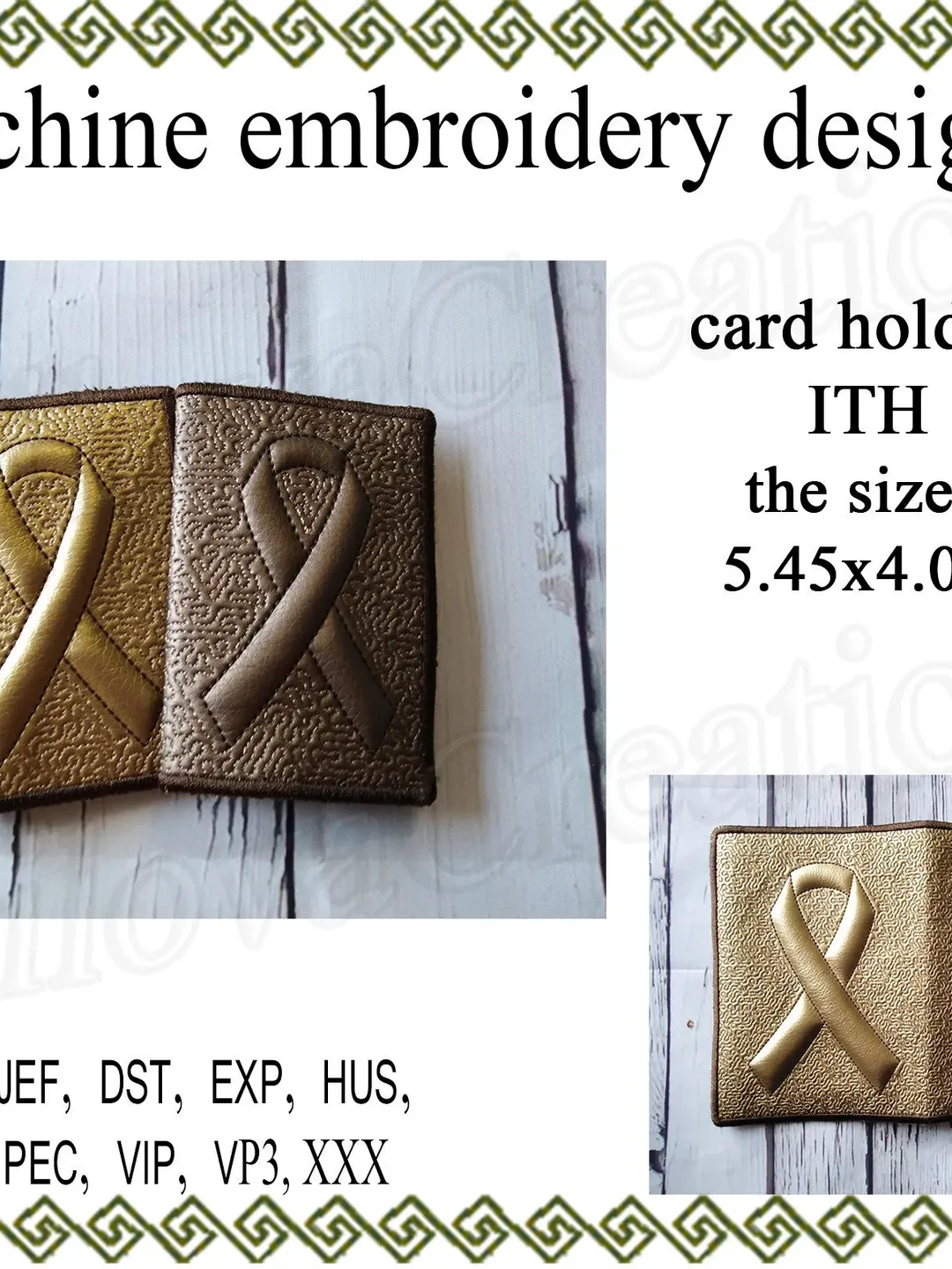 In The Hoop Card Case Embroidery Designs Cancer Awareness Ribbon  Embroidery Project ITH Machine Embroidery Design  Trapunto  Card Holder