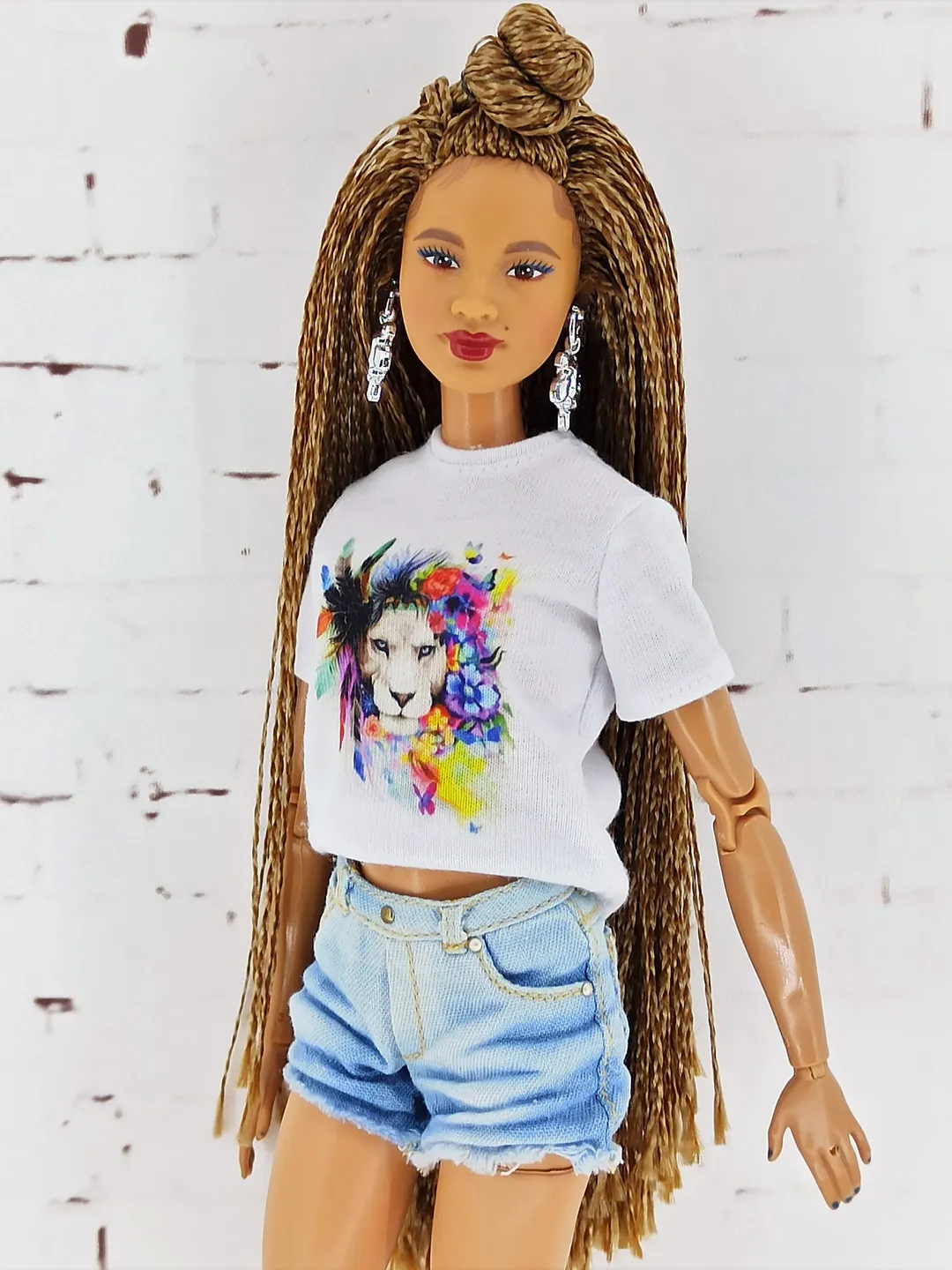 Light Blue Denim Shorts for Barbie Doll with a regular body type (Made to Move, BMR1959, Barbie Looks)