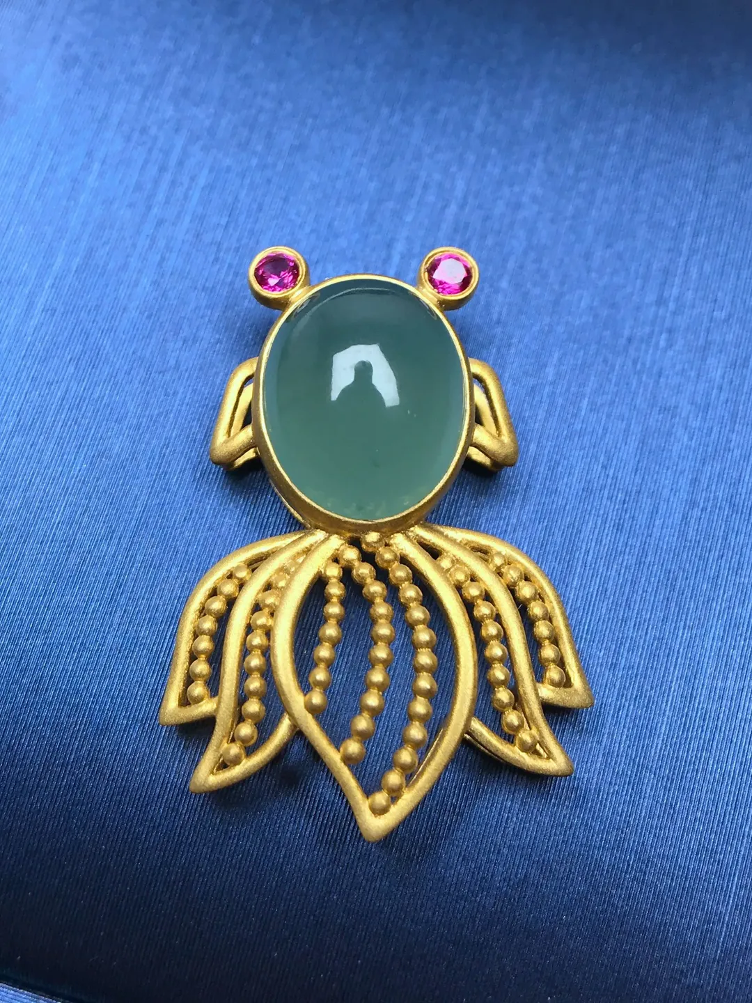 Jade Fish Pendant in 14K Yellow Gold, Lovely Jade Pendant, Special Gift for Her