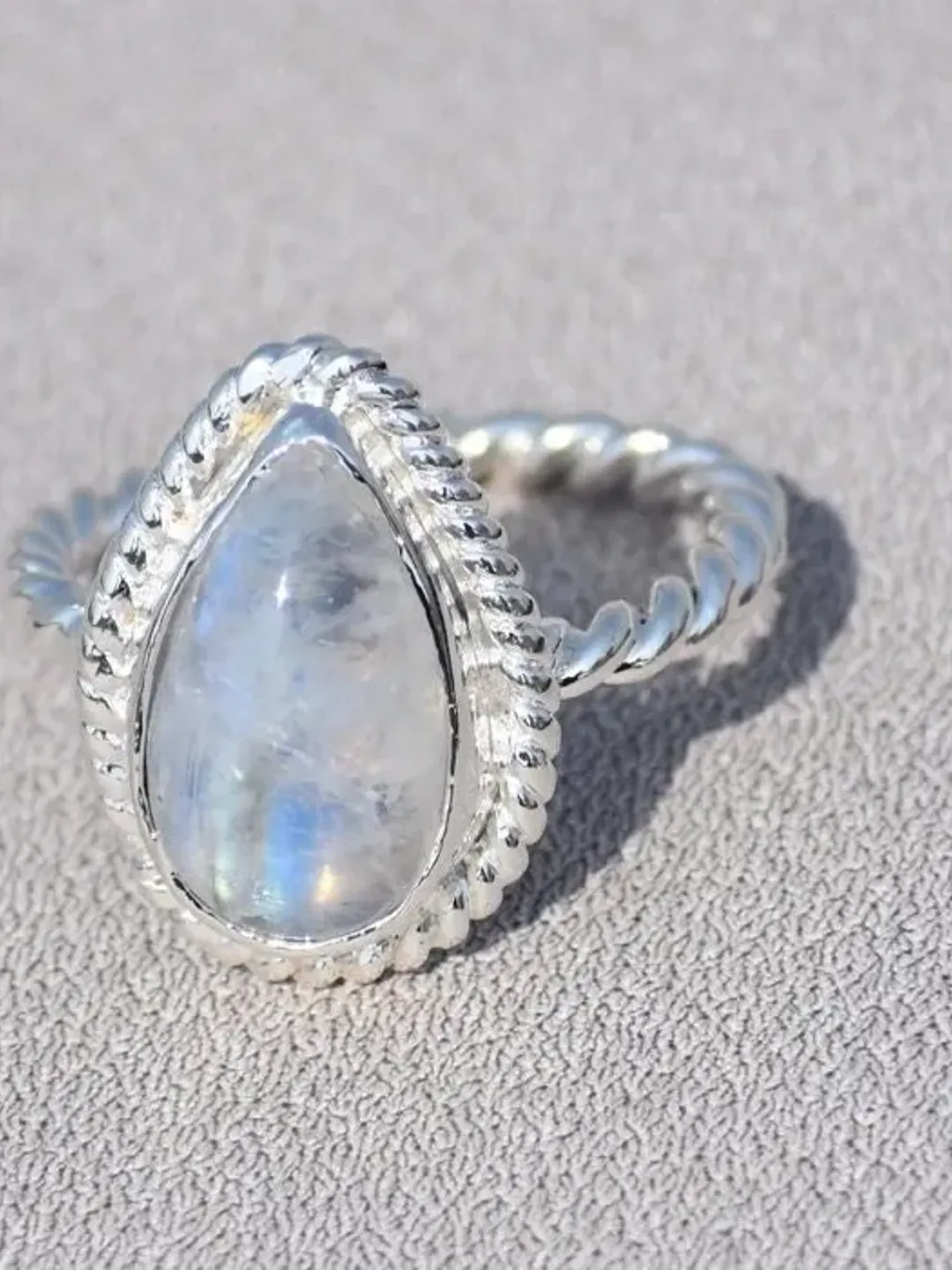 Rainbow Moonstone Ring, 925 Sterling Silver Ring, Gemstone Ring, Pear Shape Ring, Handmade Jewelry, Teardrop Moonstone Ring, Statement ring