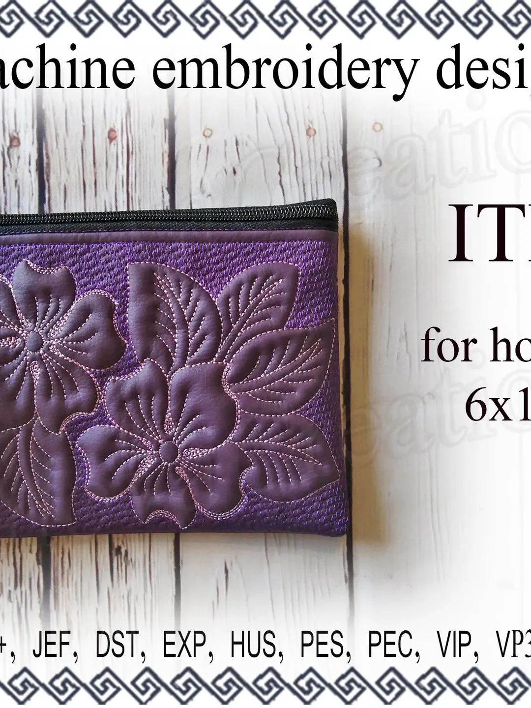 Embroidery designs cosmetic bag zippered bag travel zip bag embroidery designs. ITH flowers bag Embroidery Design. File Instant Download