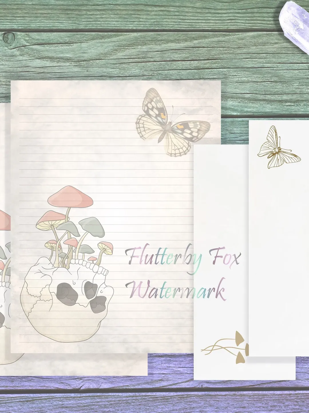 Mushroom Skull Writing Paper Set | Shroom Skull Paper | Skull Stationery | Gothic Writing Paper | Haunted Forest Page | Skull Letter Paper