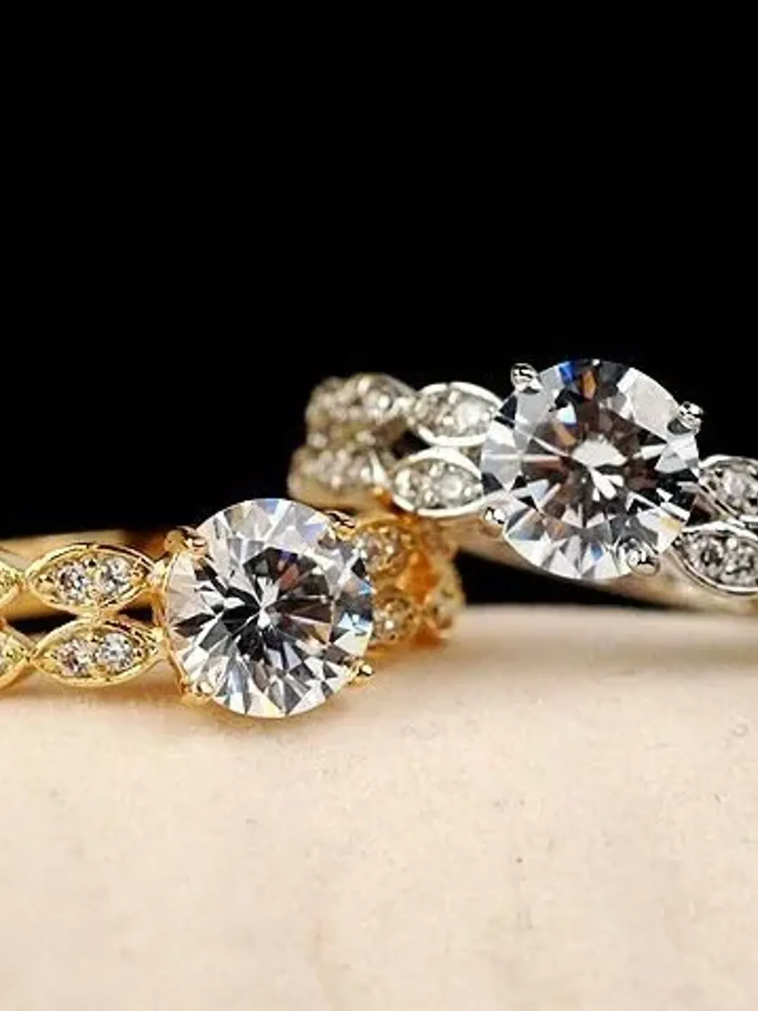 Boho Half Eternity, Her Gold Engagement, 4 Prong Engagement, 4 Prong Gold Ring, Dainty Pave Band, 14k Gold Engagement Ring, Promise Ring