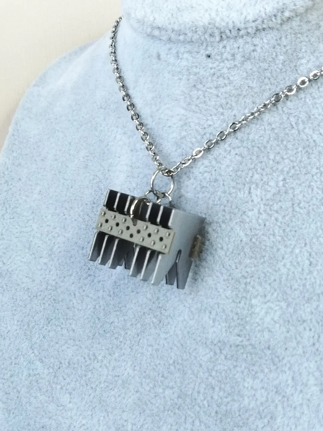 Hardware necklace silver tone Futuristic necklace men Sci-fi
