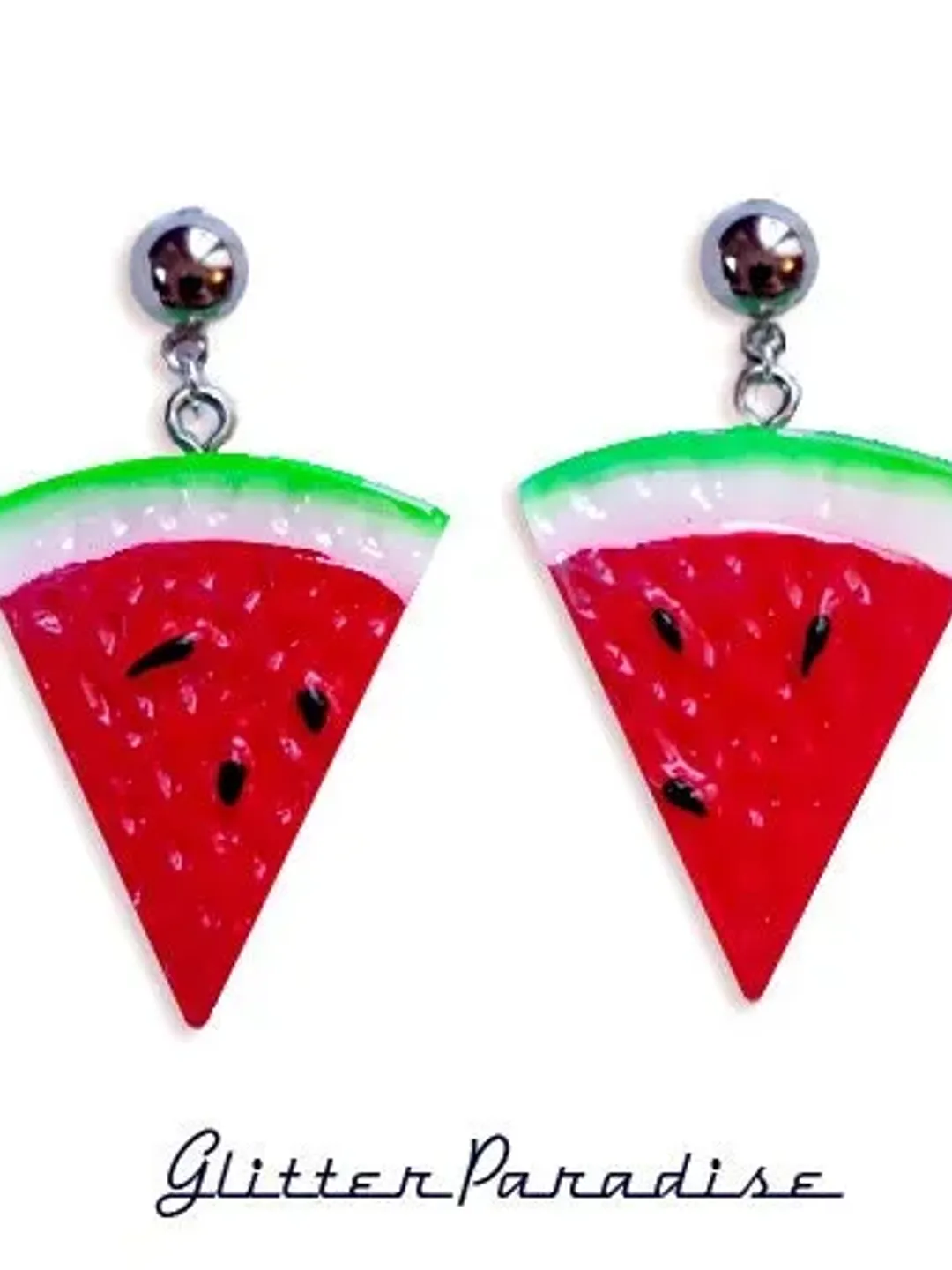 Retro Watermelon Quarter - Boucles d'oreilles - Fruits - Tropical - Carmen Miranda - Vintage Exotica - Années 50 - Rétro - Glitter Paradise®