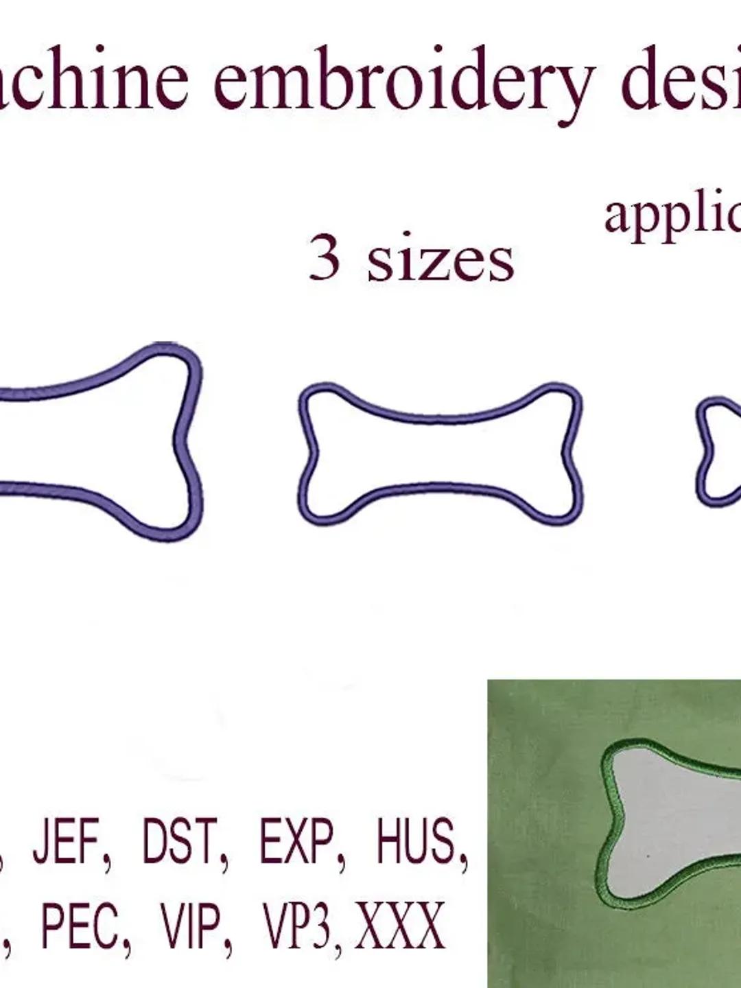 Bone embroidery design Applique Machine embroidery designs