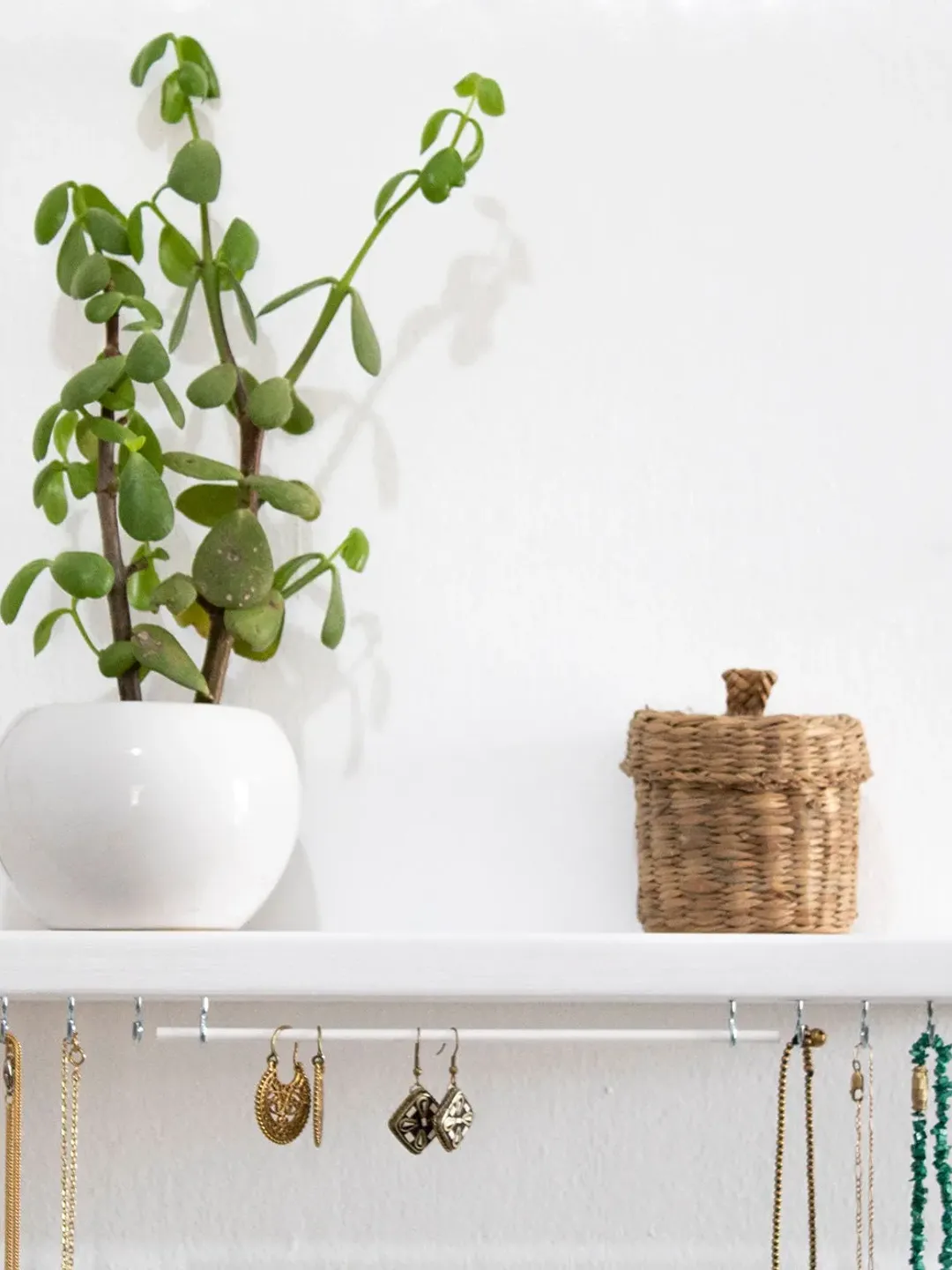 Jewelry Shelf With Hooks Jewelry Organizer Wall White Shelf Necklace Shelf Necklace Stand Jewelry Display Earrings Hanger Jewelry Hanger