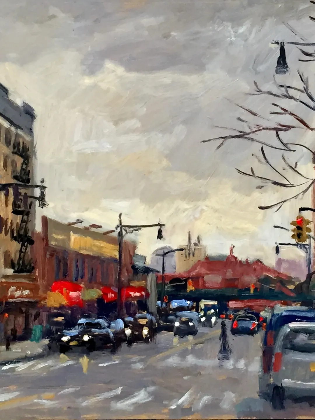 Original New York Cityscape Painting - From 207th Street/Inwood- 11x14 Oil on Panel, NYC Urban Impressionist Landscape, Signed Original