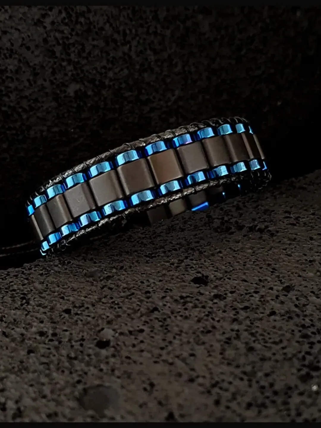 Matte Black Hematite Bracelet, Blue Hematite Gemstone Jewelry, Mens Gift, Classy Design Accessory, Formal Wristlet, Anniversary Gift