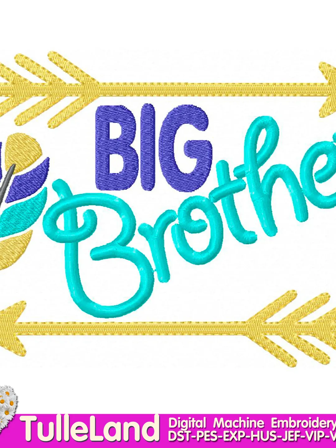 Big brother Lil brother feather arrows Design for Machine Embroidery