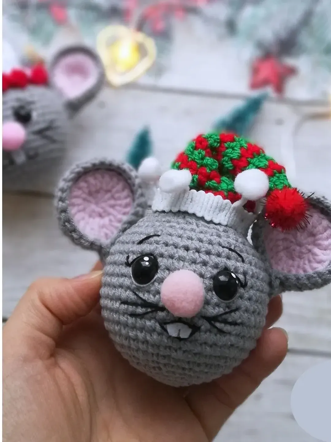 Crochet Mouse ball pattern, amigurumi Christmas ornament, mouse Christmas tree decor, PDF pattern by CrochetToysForKids