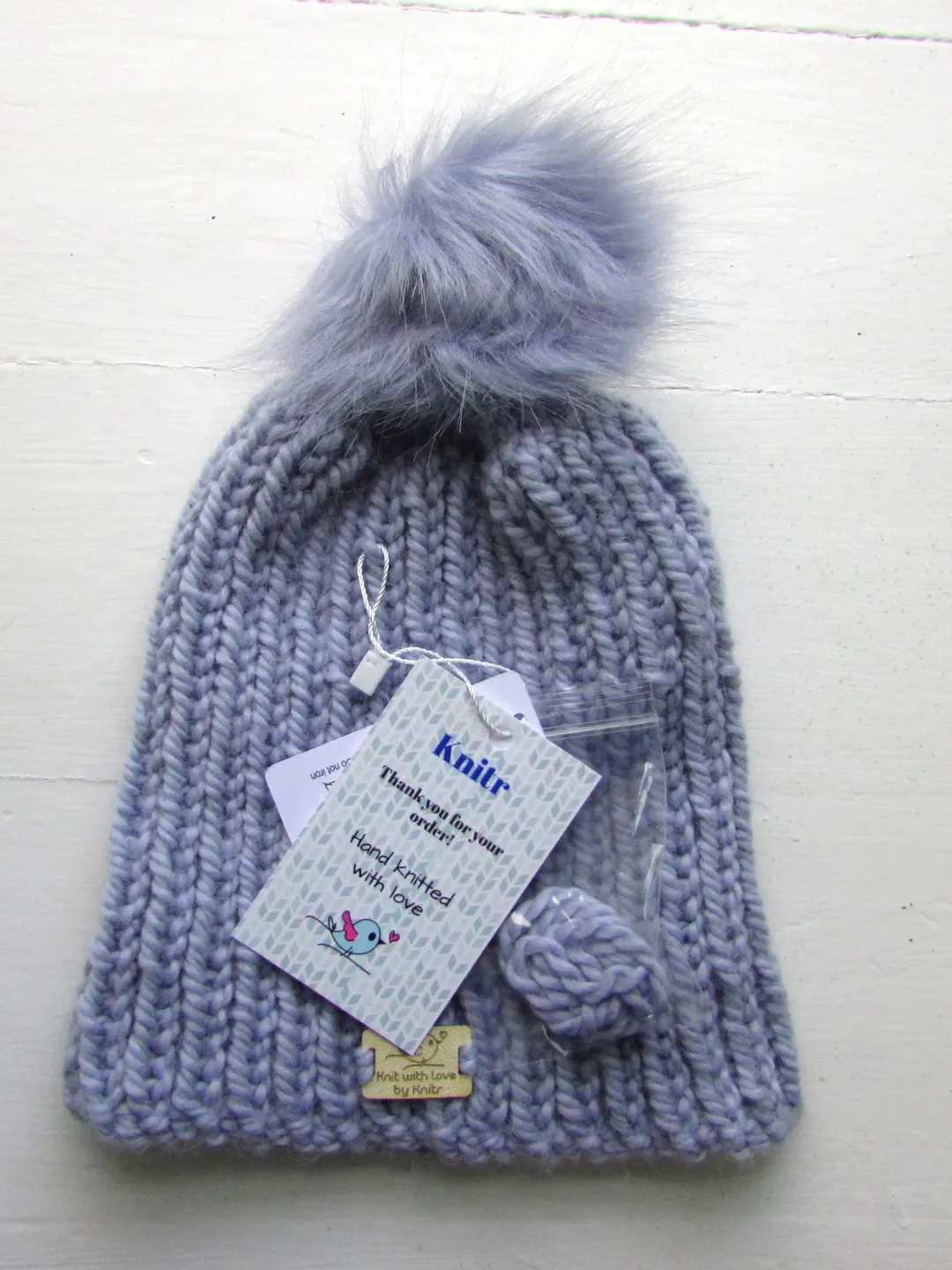 Super chunky rib beanie, ice blue, alpaca and wool, M size