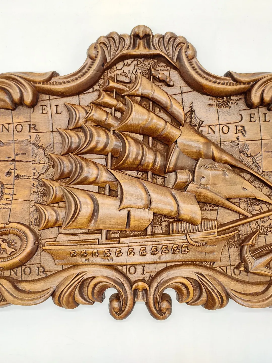 Sailors gifts, Fathers day gifts, A ship, Wooden Carver Panel a ship, Wooden Gift on the wall, carved wood wall art