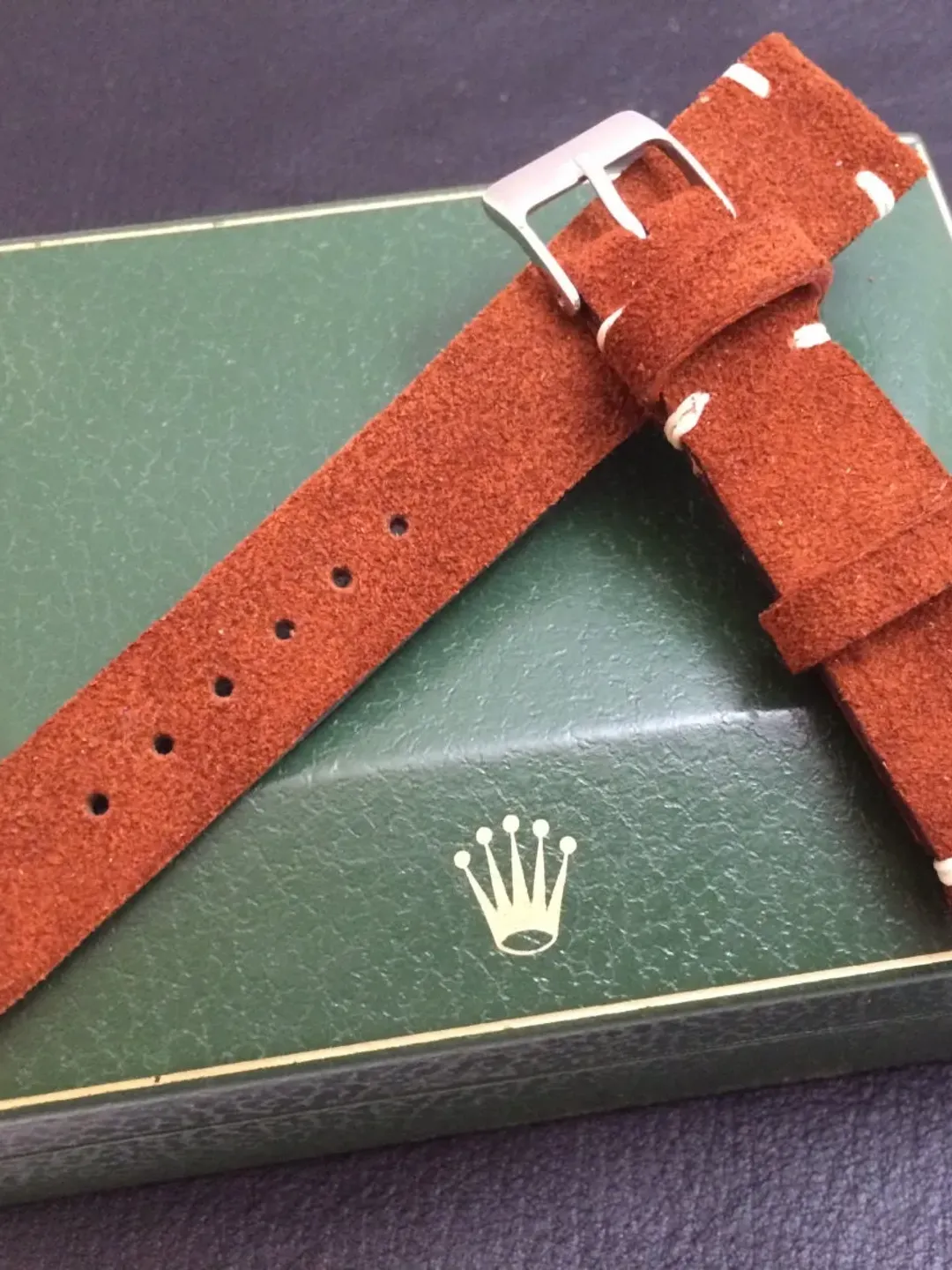 Suede brown color vintage Leather Strap, leather watch band for 18mm/19mm/20mm lug width, 16mm buckle - Father's Day gift, FREE SHIPPING