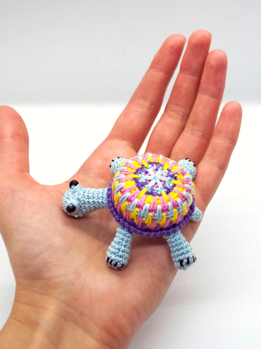 Miniature crochet turtle multicolor, Anxiety pet turtle, Turtle keychain or Car mirror pendant, Colorful Squishy toy