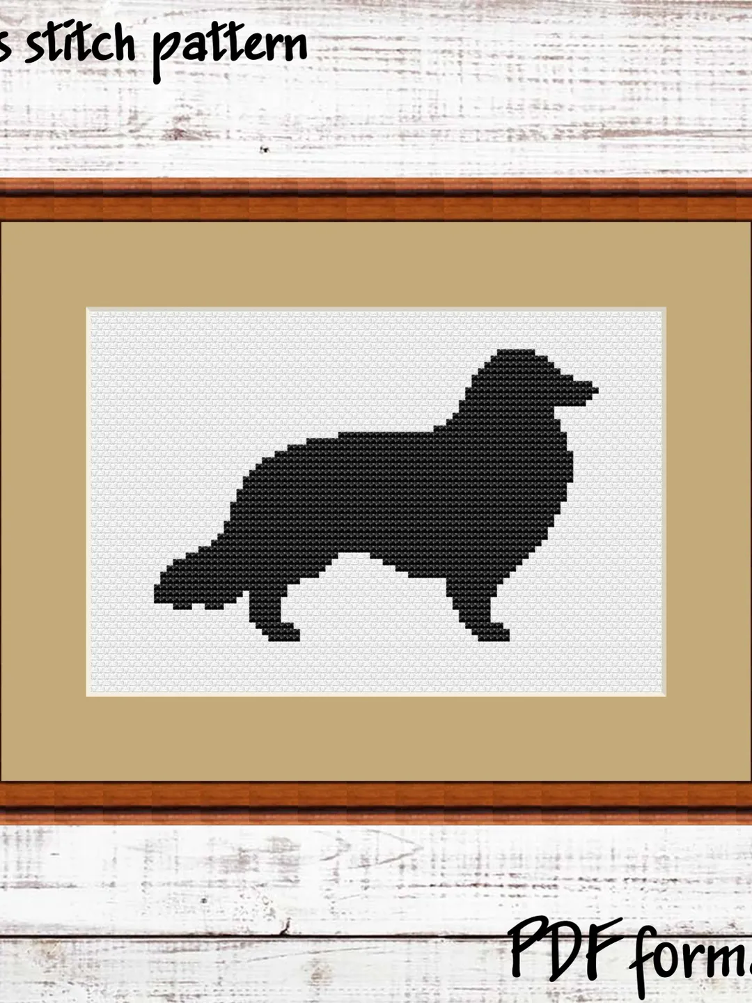 Collie cross stitch pattern dog Silhouette Easy cross stitch chart Modern cross stitch pattern beginner Xstitch pattern