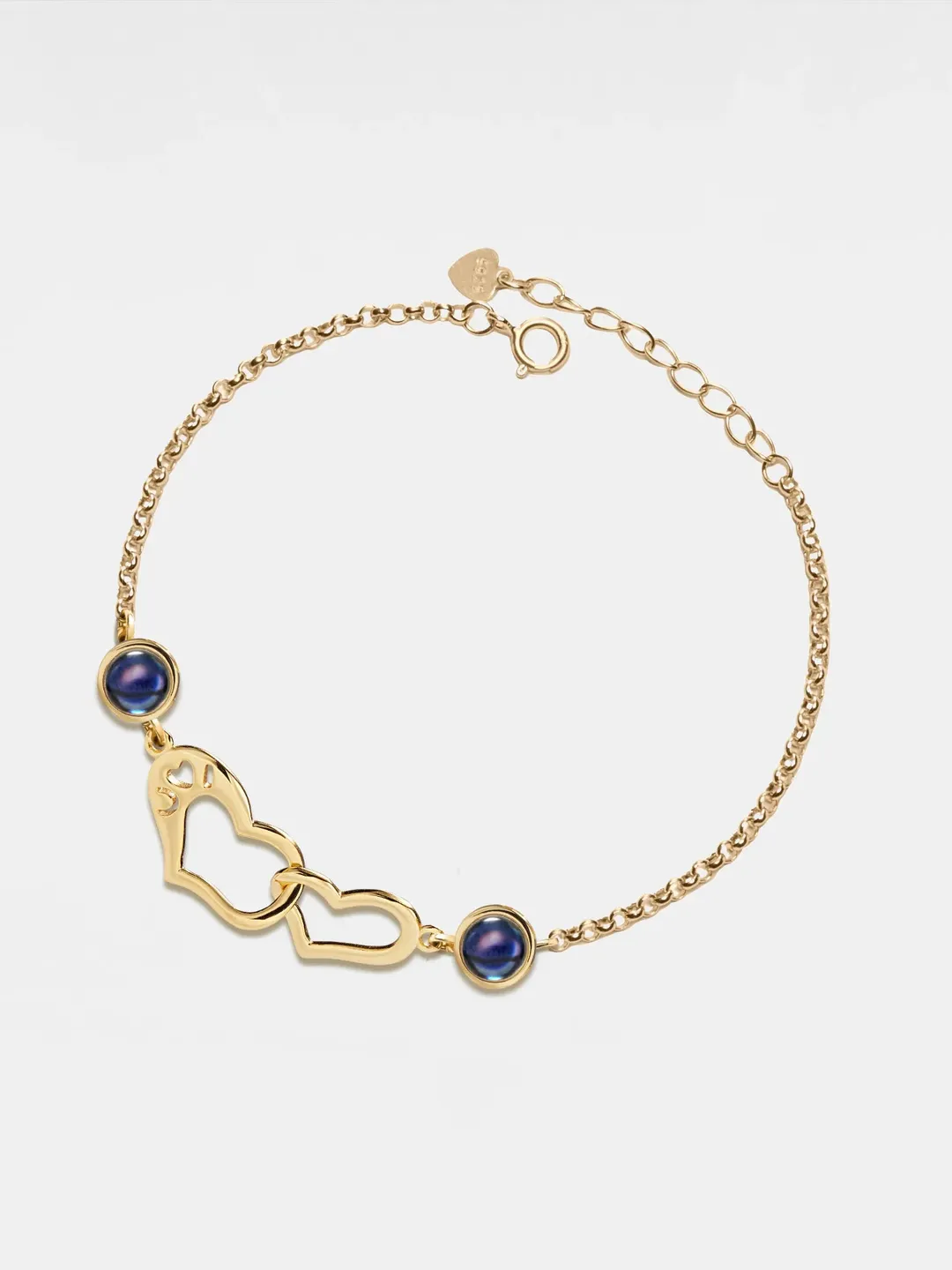 PERIMADE Two Heart Projection Bracelet • Personalized Picture Inside Bracelet • Sterling Silver Keepsake Jewelry • Trendy Best Friend Gift