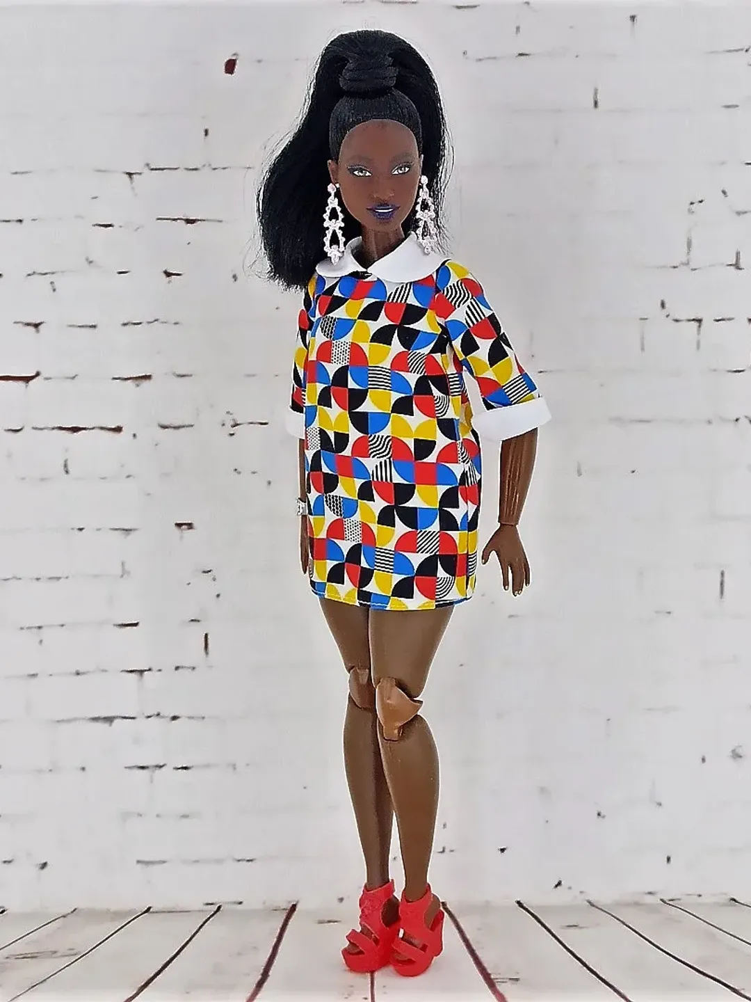 A-silhouette dress with vintage design for Barbie Doll (Curvy)