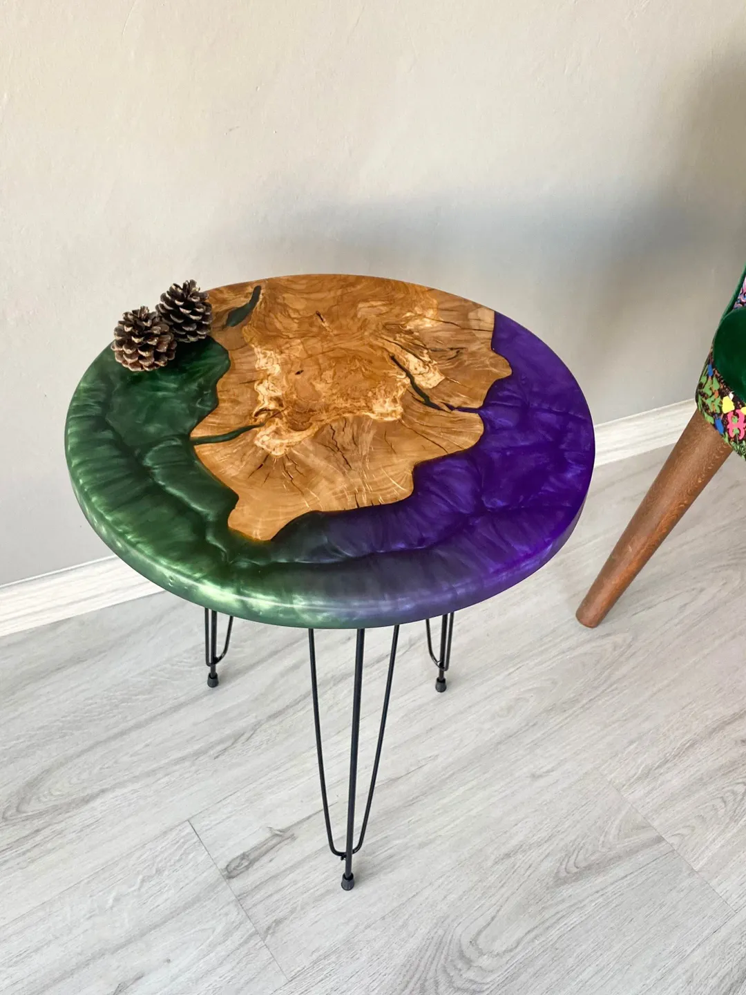 Made to Order Round Resin Olive Wood Coffee Table, Live Edge Coffee Table, Epoxy Coffee Table, Farmhouse Coffee Table