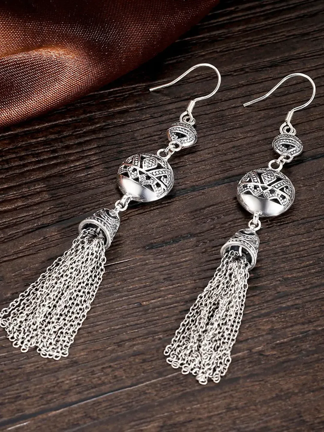 Bohemian Tassel Earrings, Large Bohemian Earrings, Large Silver Dangle Earrings, Large Tassel Statement Earrings, Long Bohemian Earrings