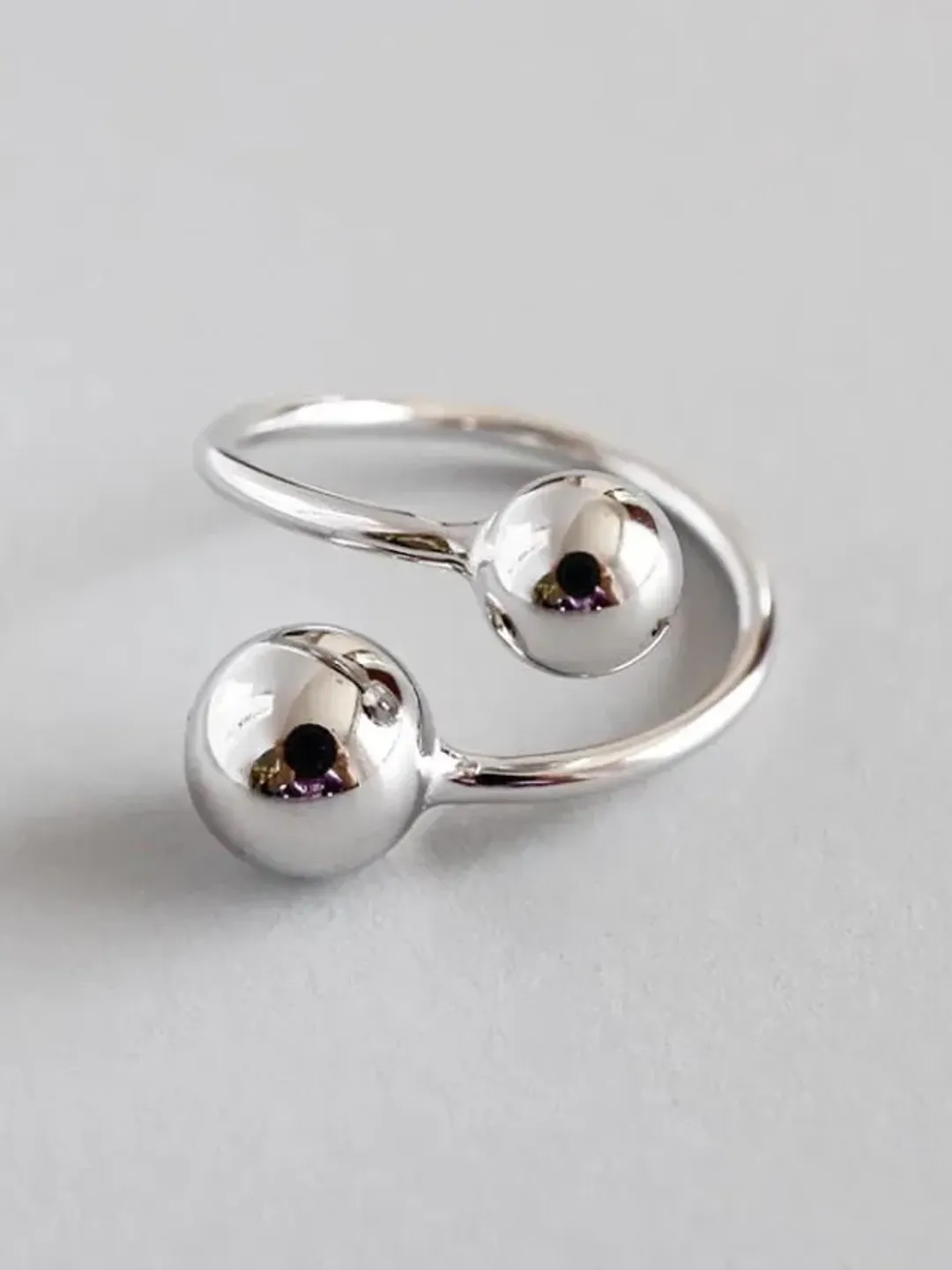 925 Silver Spiral Ring, Silver Wrap Around ring, Silver Wrap Ring, Silver Spiral Ring, Spiral Ball Ring, Silver Double Ball Ring