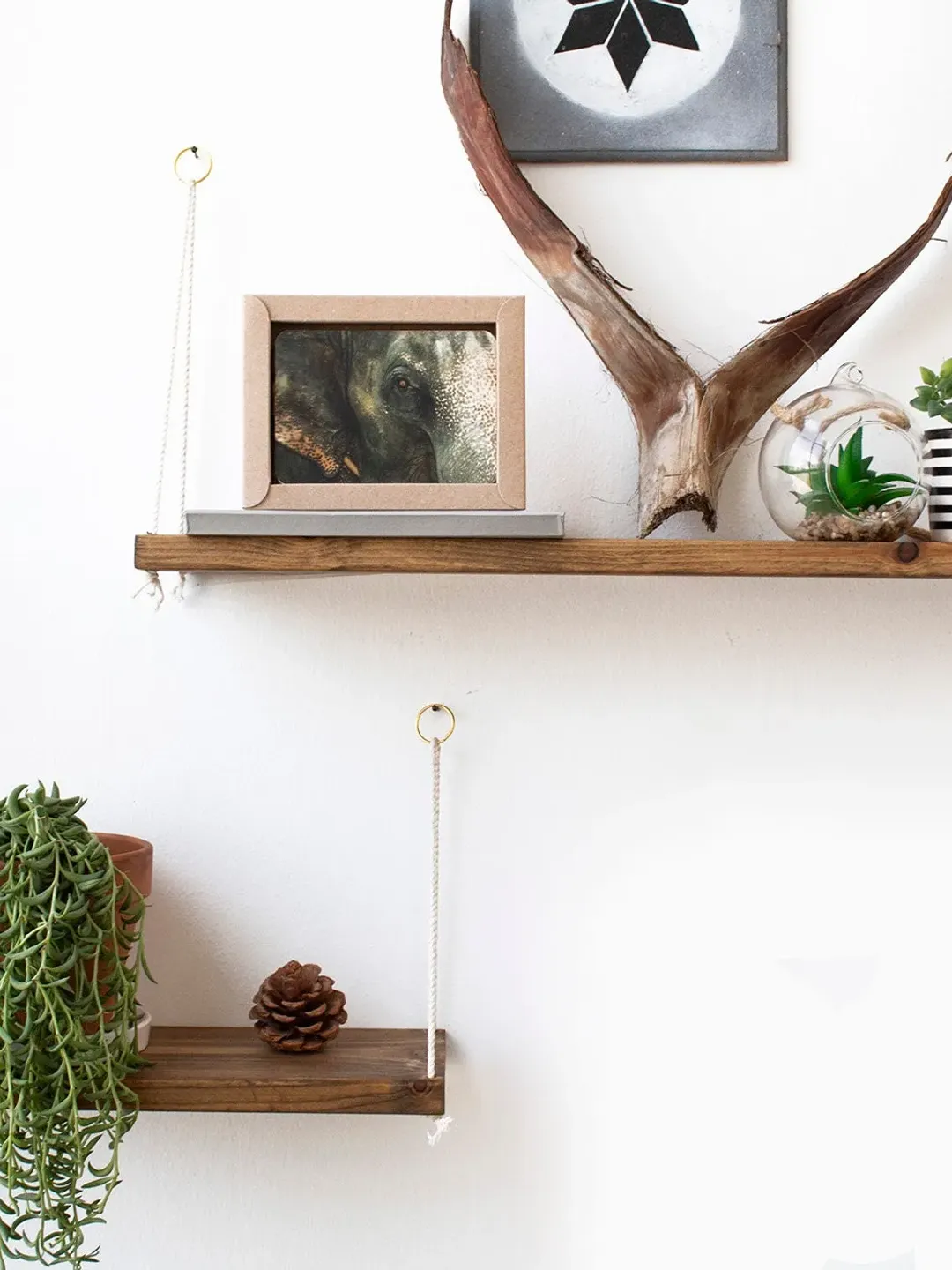 Floating Shelves Set Of 2 Large Hanging Shelves Swing Shelves Wooden Shelves Plants Shelf