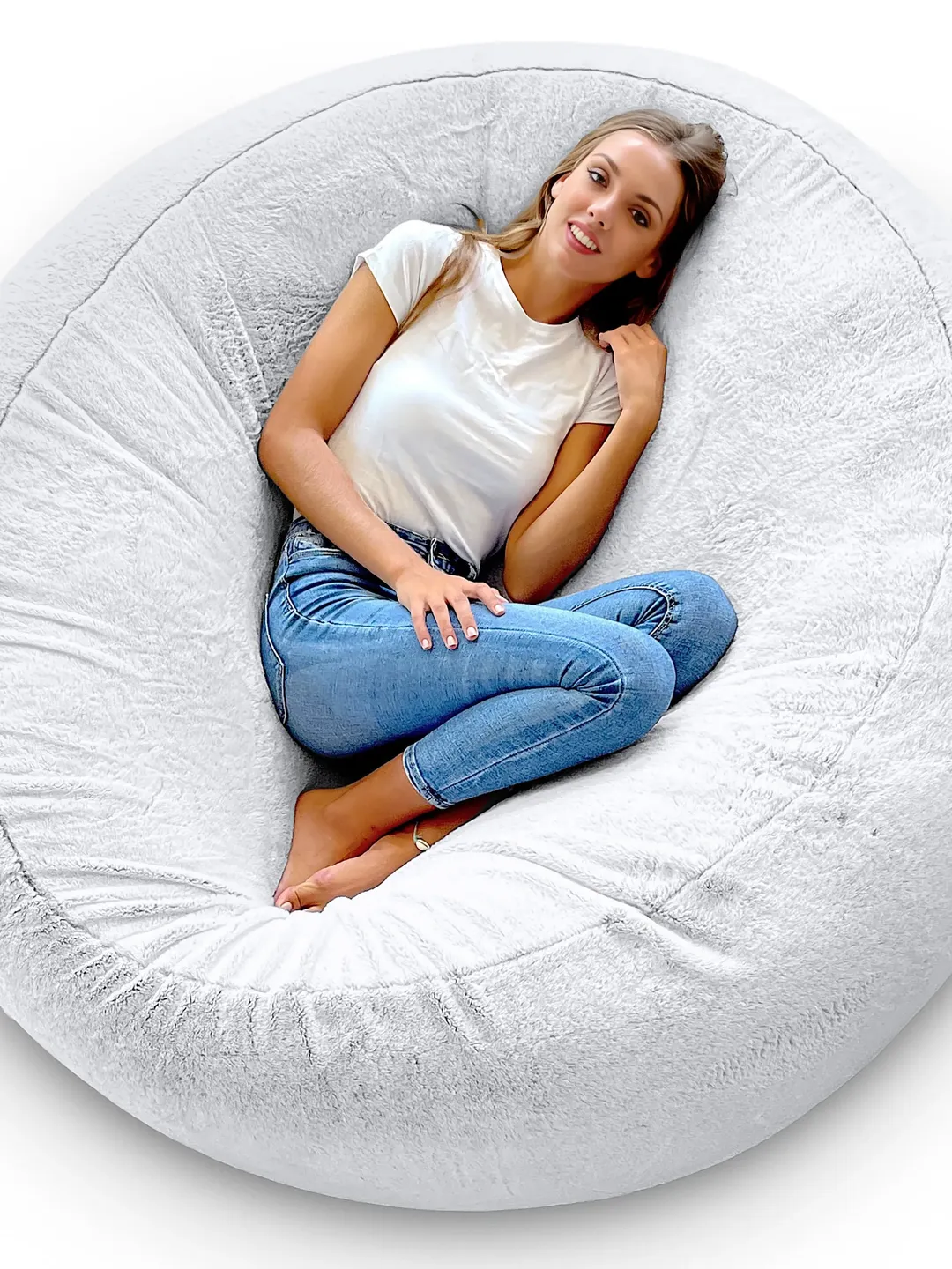 Modern XXL Giant Puff - Living Room Pouf with Filling Included for Gamer or Teen Room Decoration - Grey Bean Bag