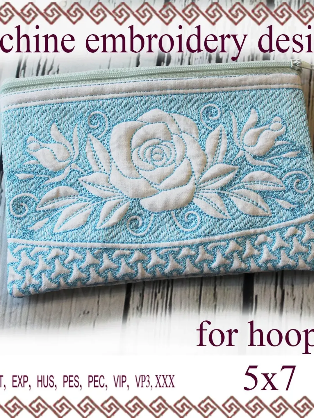 cosmetic bag embroidery designs zippered bag travel zip bag embroidery designs. ITH zippered bag Embroidery Design. File Instant Download