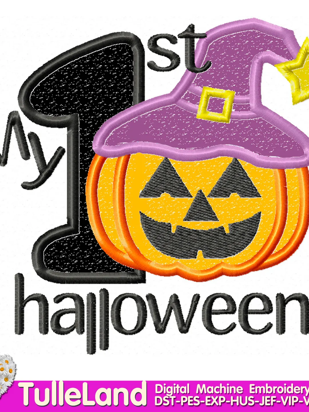 My 1 st Halloween Pumpkin Ghost Machine embroidery applique design