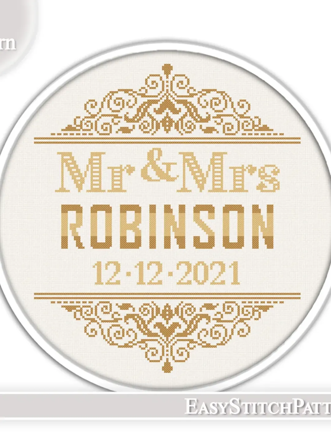 Anniversary cross stitch pattern. Wedding cross stitch pattern. DIY. Border cross stitch.