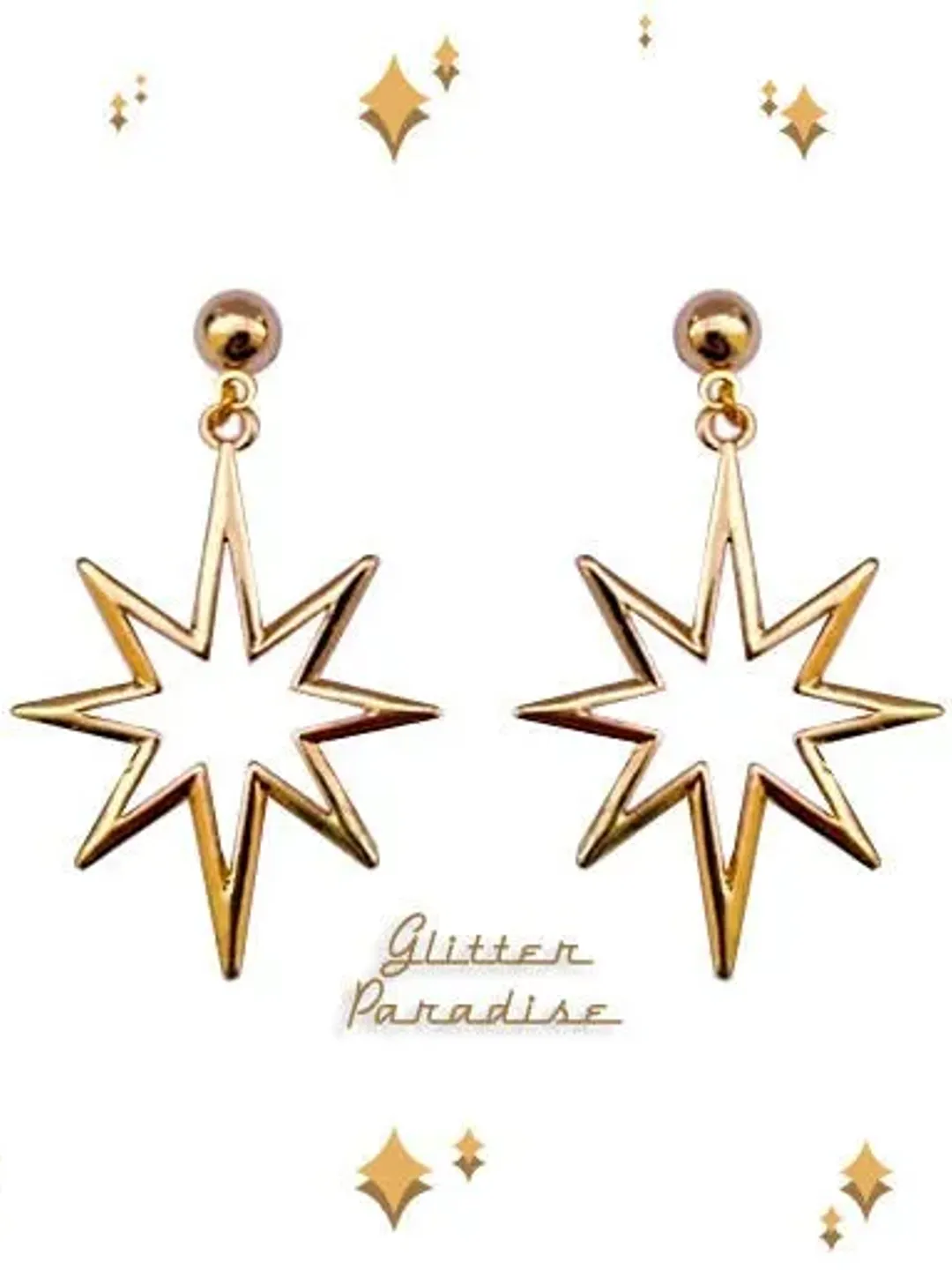 Retro Northern Star Gold - Earrings - Mid-Century Modern - Motel Star - Starlite - Starburst Earrings - Retro Earrings - Glitter Paradise®