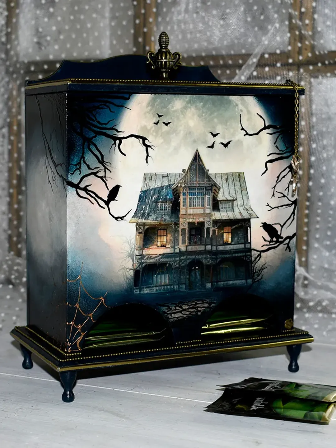 Blue Tea House OLD HOUSE double box for disposable tea bags for storing tea