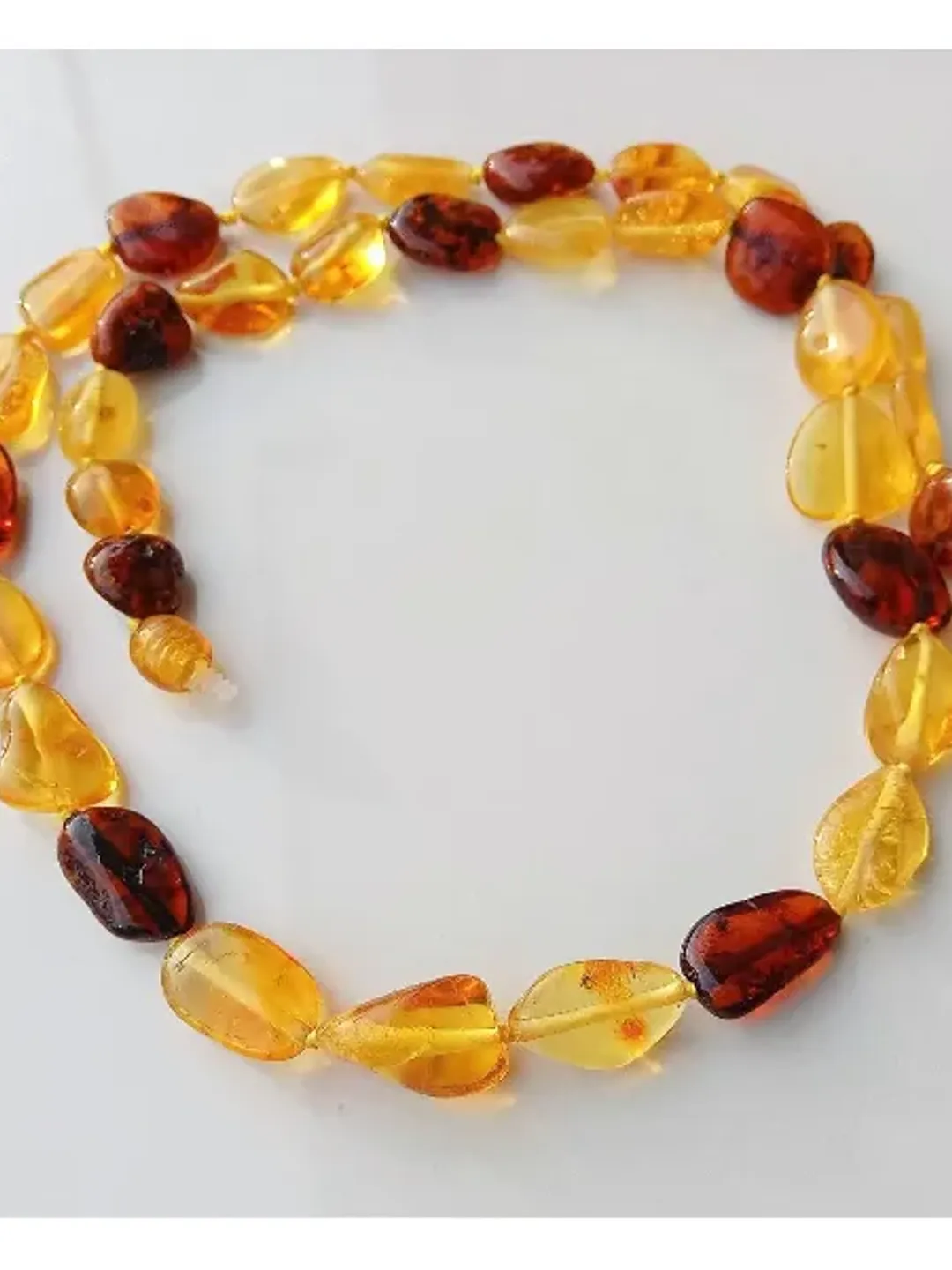 Authentic Amber Necklace Multicolor Baltic Amber Jewelry Gift For Women Mom Gemstone Beads Necklace Yellow Cognac color