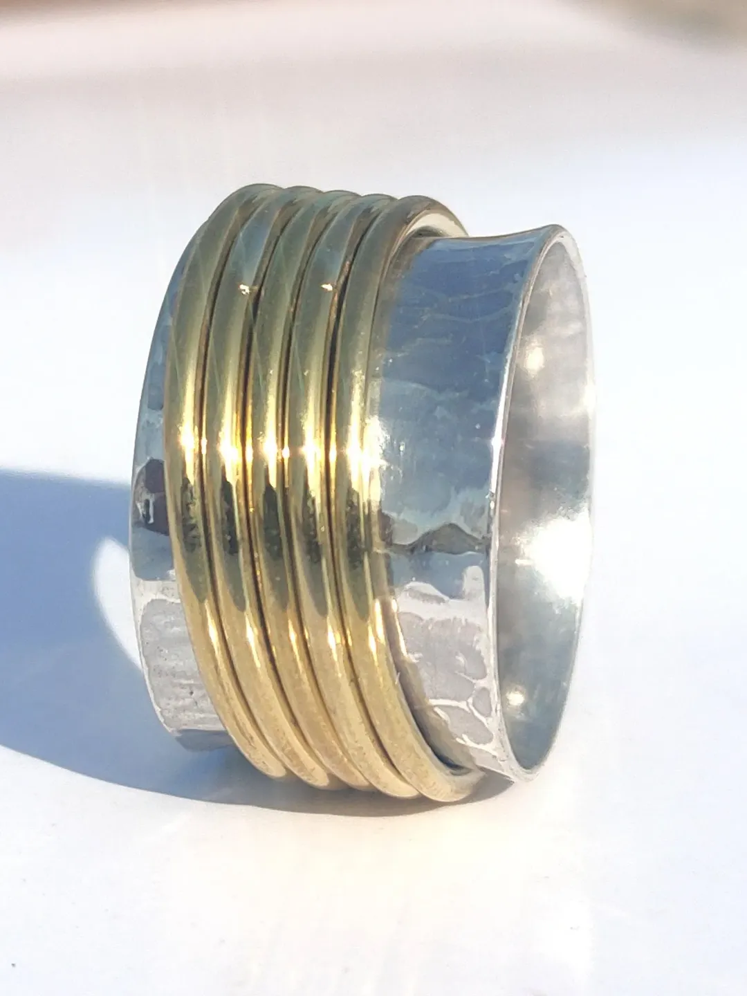 Spinner Ring, Band Ring, Handmade Ring, Hammered Ring, Wide Band Ring, Silver Band, Anniversary Gift, Gift For Her, Fidget Ring, Chunky Ring